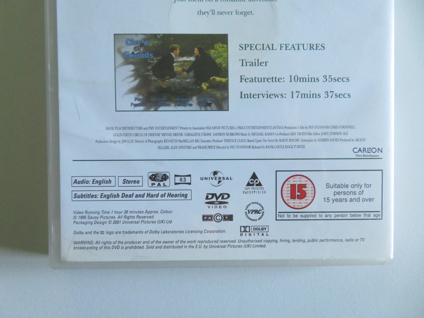 CIRCLE OF FRIENDS (DVD) CHRIS O'DONNELL MINNIE DRIVER 1995 REGION 2,4 - Rendezvous Cinema