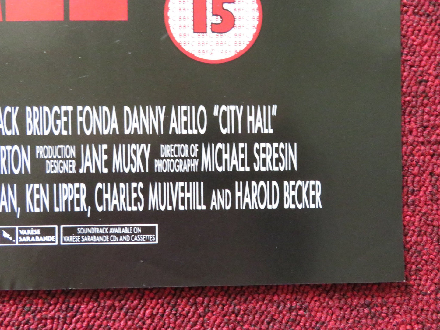 CITY HALL VHS VIDEO POSTER AL PACINO JOHN CUSACK 1996 Rendezvous Cinema Movie posters