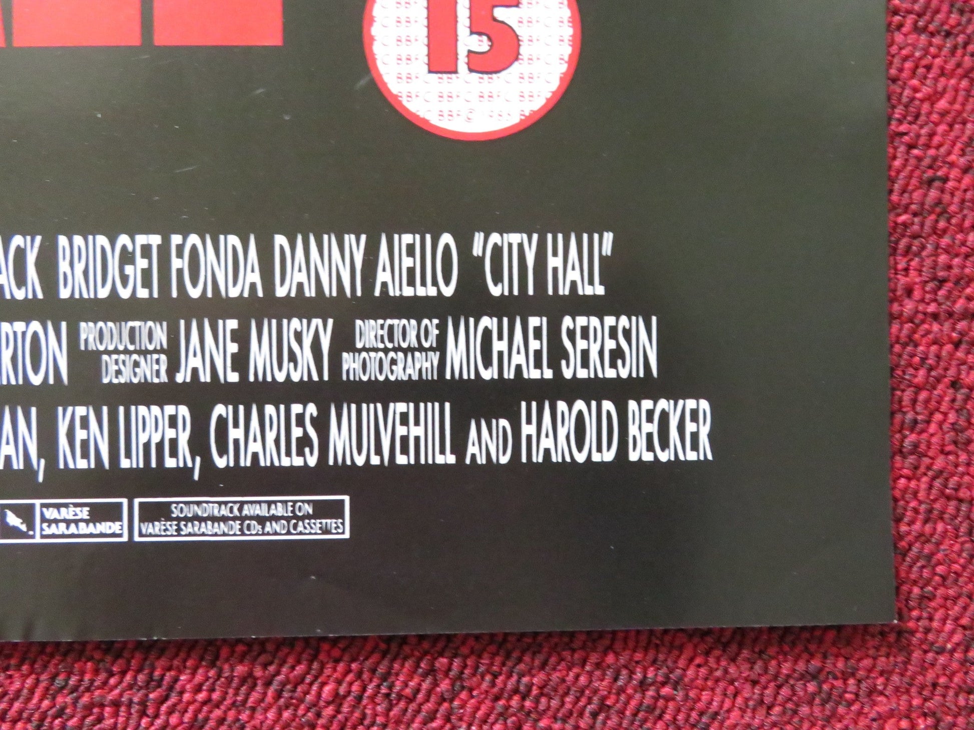 CITY HALL VHS VIDEO POSTER AL PACINO JOHN CUSACK 1996 Rendezvous Cinema Movie posters