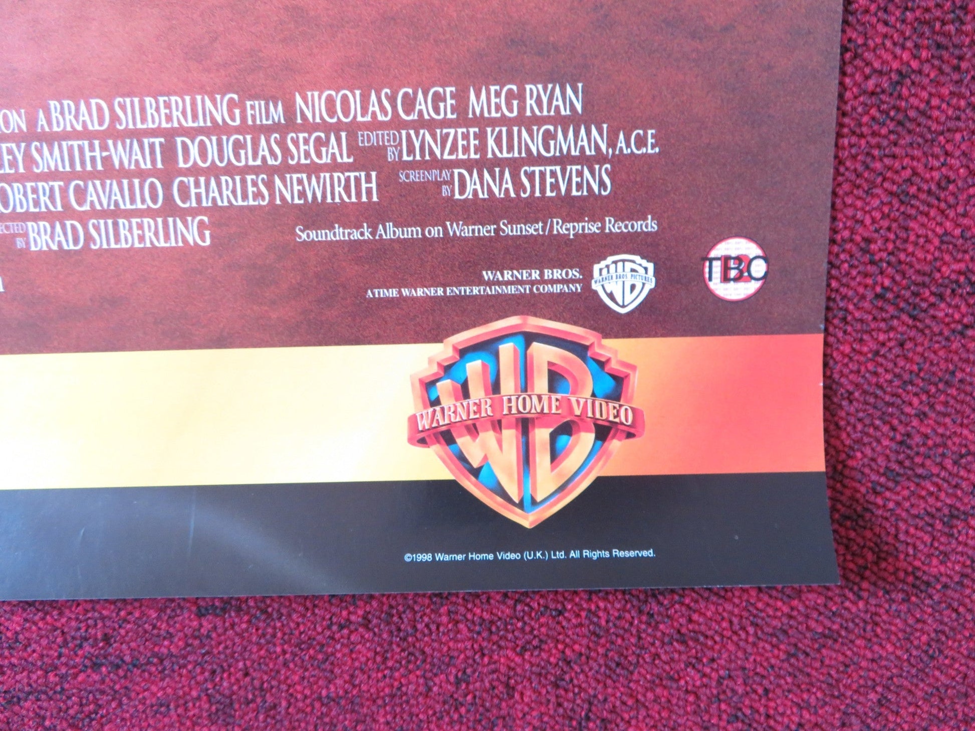 CITY OF ANGELS VHS VIDEO POSTER NICOLAS CAGE MEG RYAN 1998 Rendezvous Cinema Movie posters
