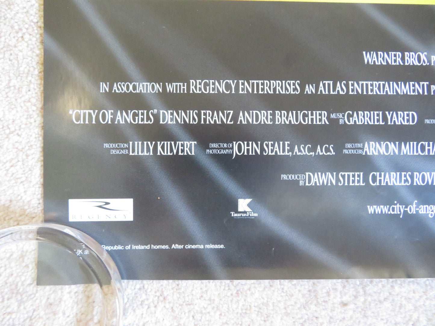 CITY OF ANGELS VHS VIDEO POSTER NICOLAS CAGE MEG RYAN 1998 Rendezvous Cinema Movie posters