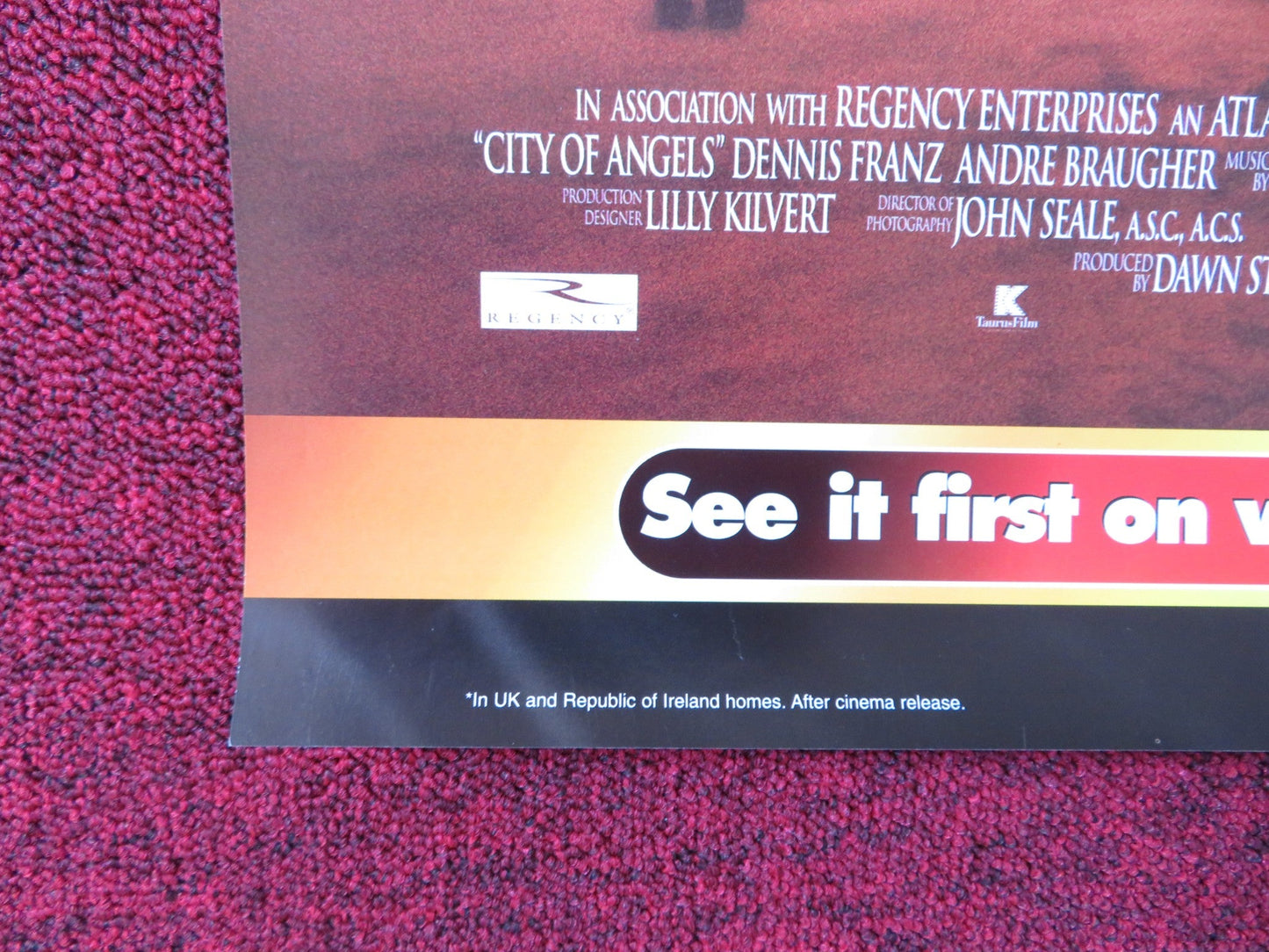 CITY OF ANGELS VHS VIDEO POSTER NICOLAS CAGE MEG RYAN 1998 Rendezvous Cinema Movie posters