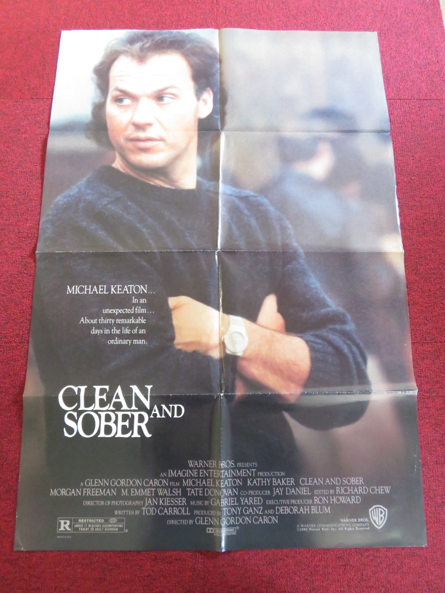CLEAN AND SOBER FOLDED US ONE SHEET POSTER MICHAEL KEATON KATHY BAKER 1988 Rendezvous Cinema Movie posters