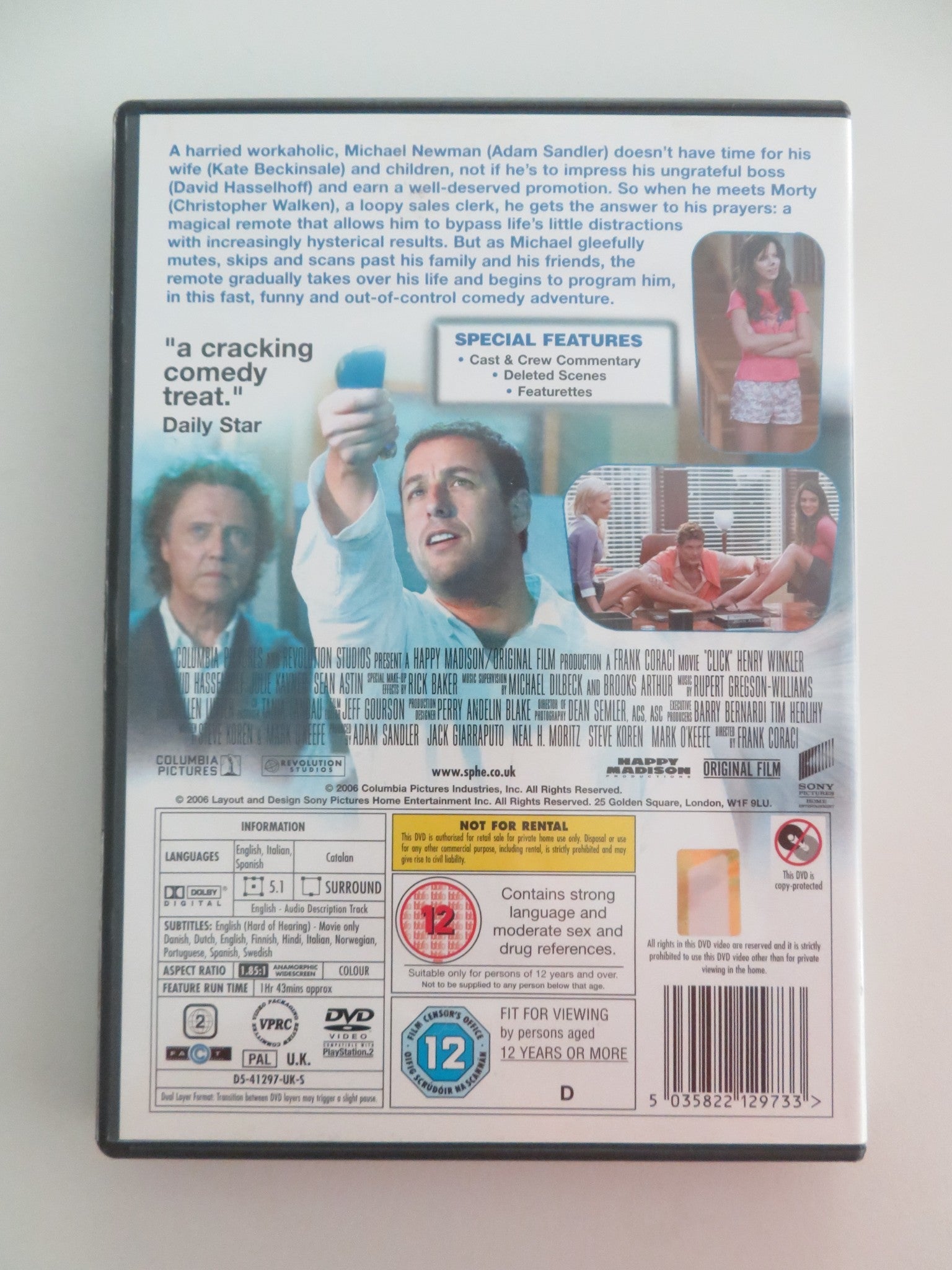 CLICK (DVD) ADAM SANDLER KATE BECKINSALE 2006 REGION 2 - Rendezvous Cinema
