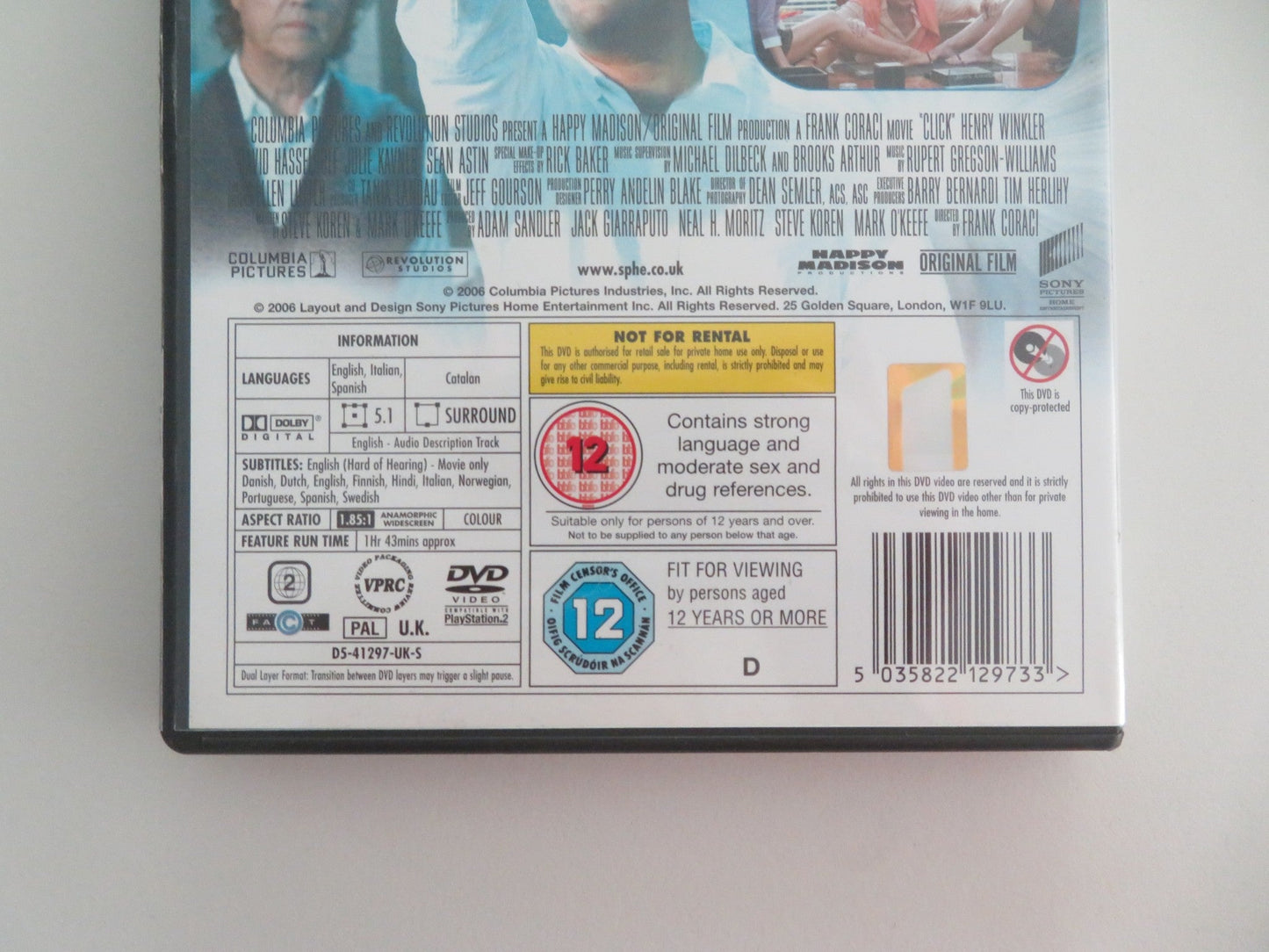 CLICK (DVD) ADAM SANDLER KATE BECKINSALE 2006 REGION 2 - Rendezvous Cinema