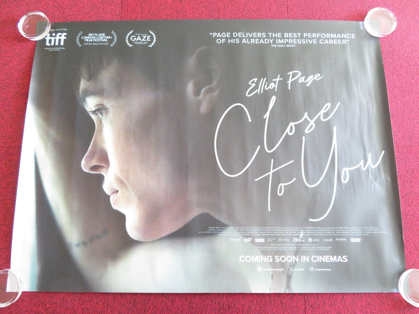 CLOSE TO YOU UK QUAD ROLLED POSTER ELLIOT PAGE HILLARY BAACK 2023 Rendezvous Cinema Movie posters