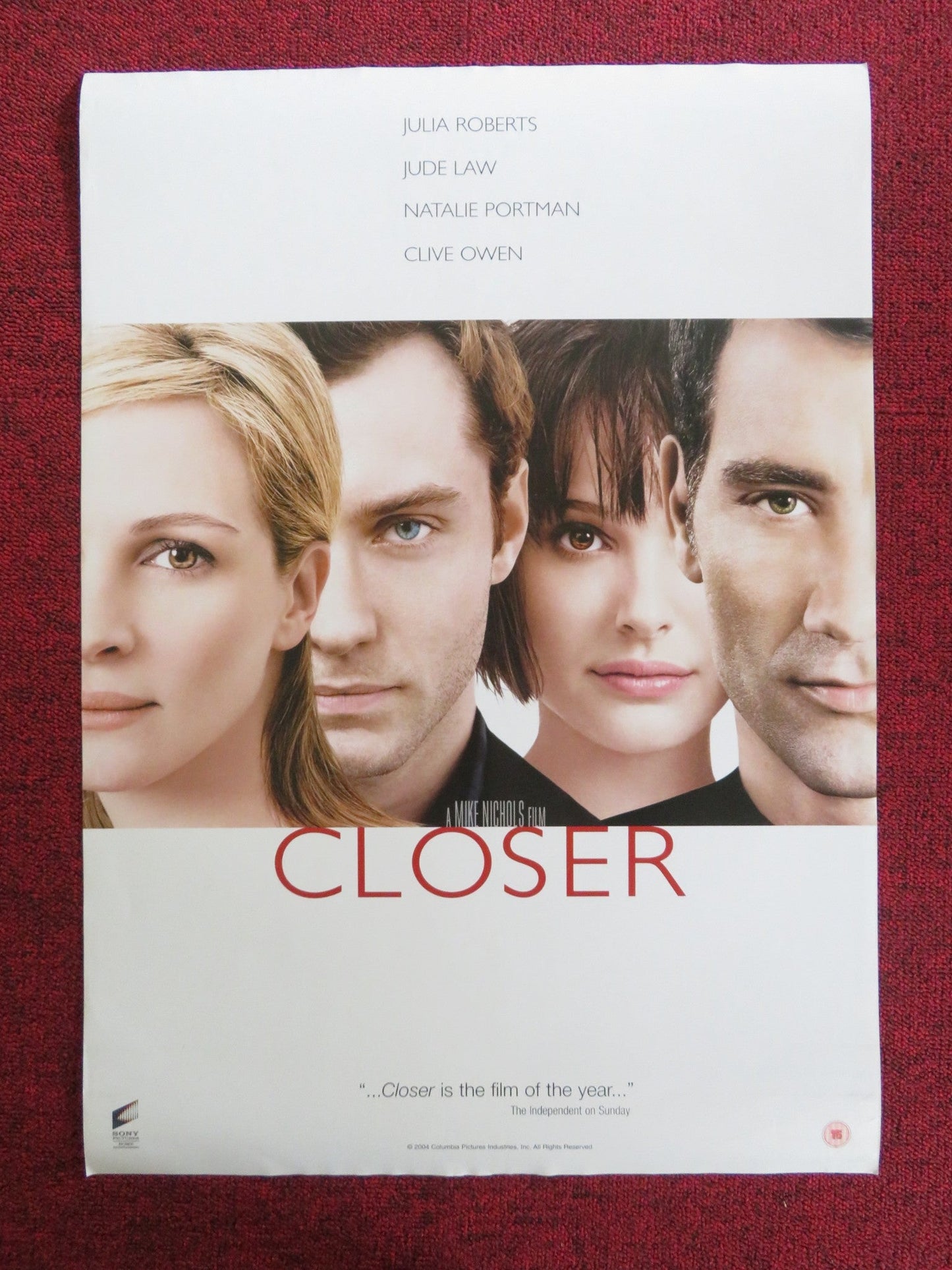CLOSER VHS VIDEO POSTER JULIA ROBERTS JUDE LAW 2004 Rendezvous Cinema Movie posters