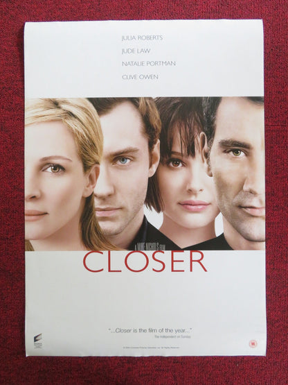 CLOSER VHS VIDEO POSTER JULIA ROBERTS JUDE LAW 2004 Rendezvous Cinema Movie posters