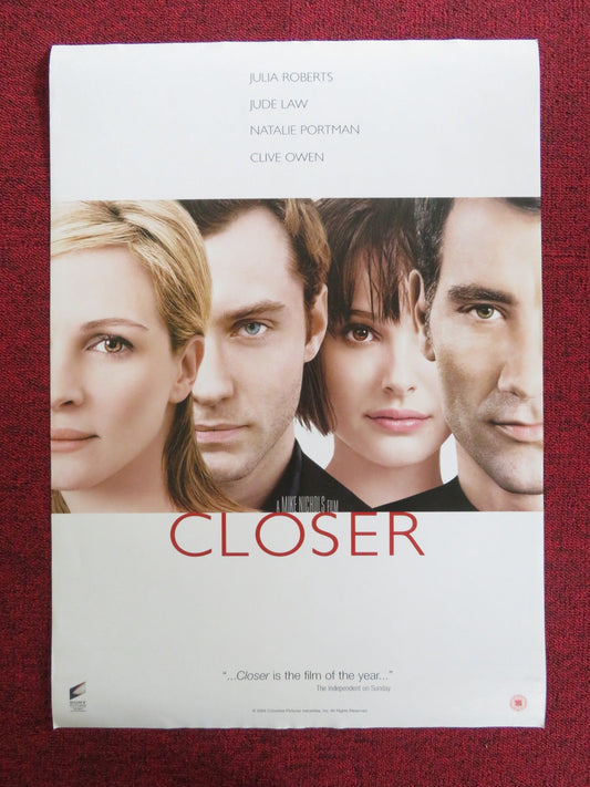 CLOSER VHS VIDEO POSTER JULIA ROBERTS JUDE LAW 2004 Rendezvous Cinema Movie posters