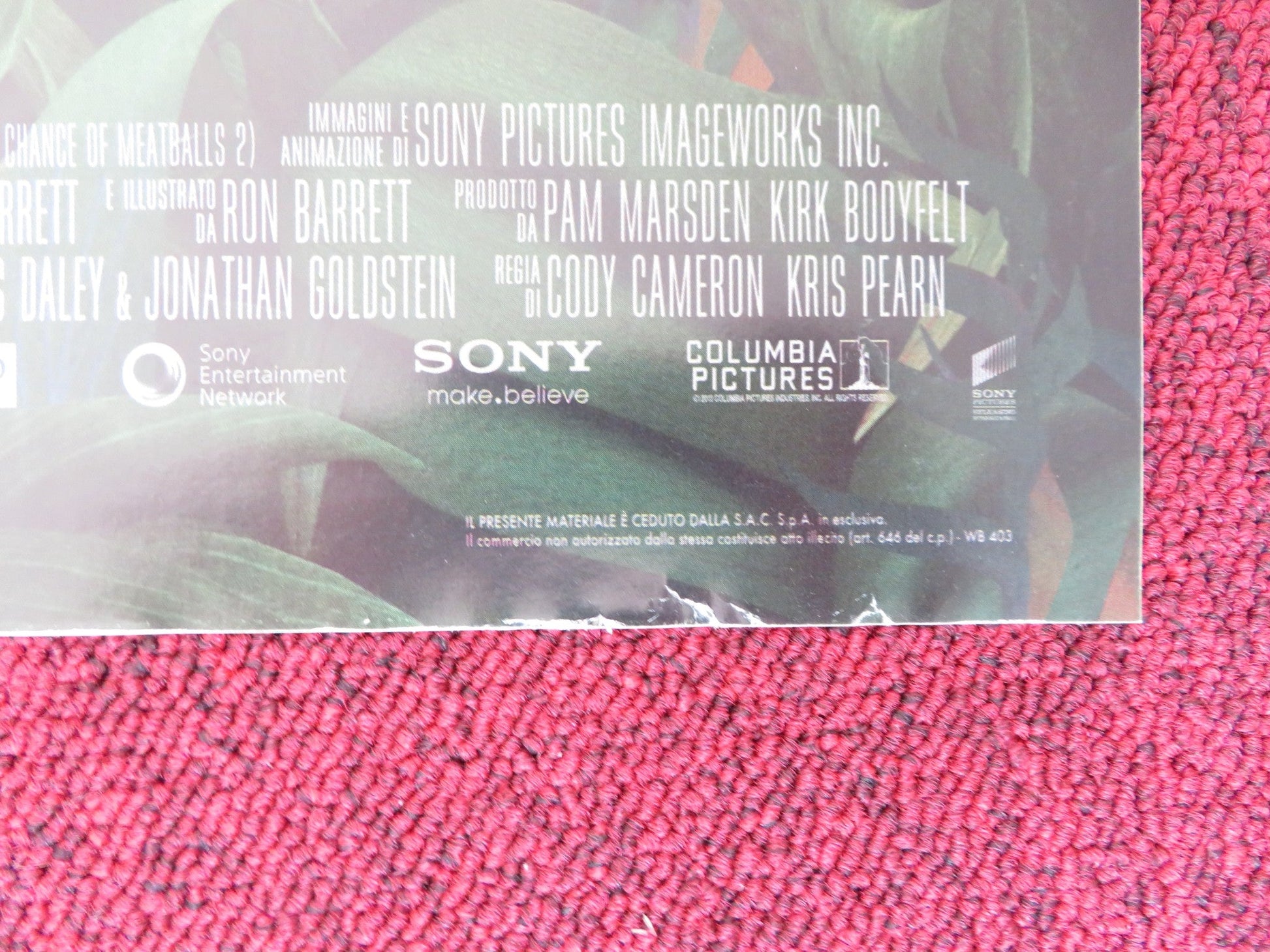 CLOUDY WITH A CHANCE OF MEATBALLS 2 ITALIAN LOCANDINA POSTER JAMES CAAN 2013 Rendezvous Cinema Movie posters