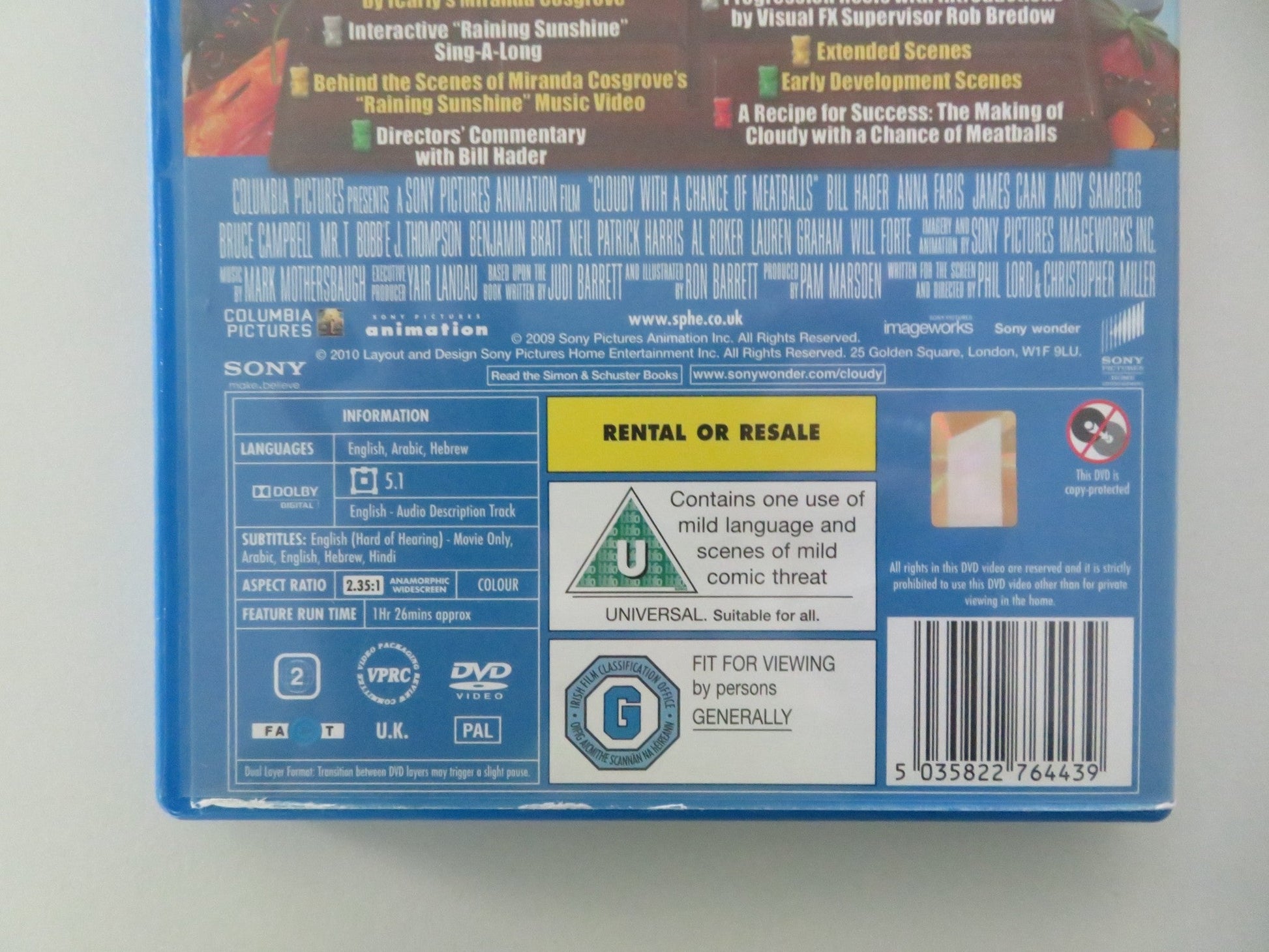 CLOUDY WITH A CHANCE OF MEATBALLS (DVD) JAMES CAAN BILL HADER 2009 REGION 2 Movie posters