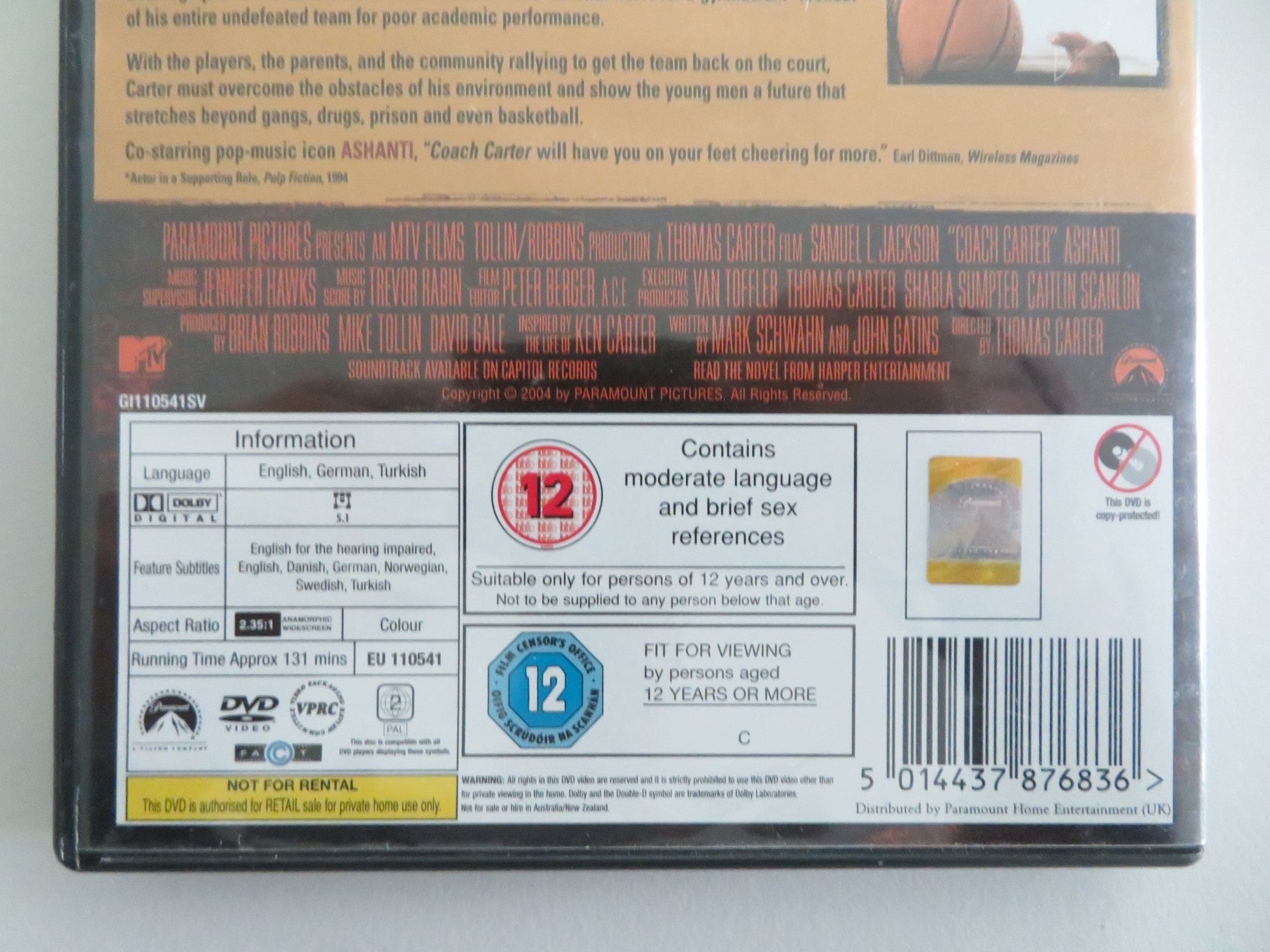 COACH CARTER (DVD) SAMUEL L. JACKSON ROB BROWN 2005 REGION 2 Movie posters