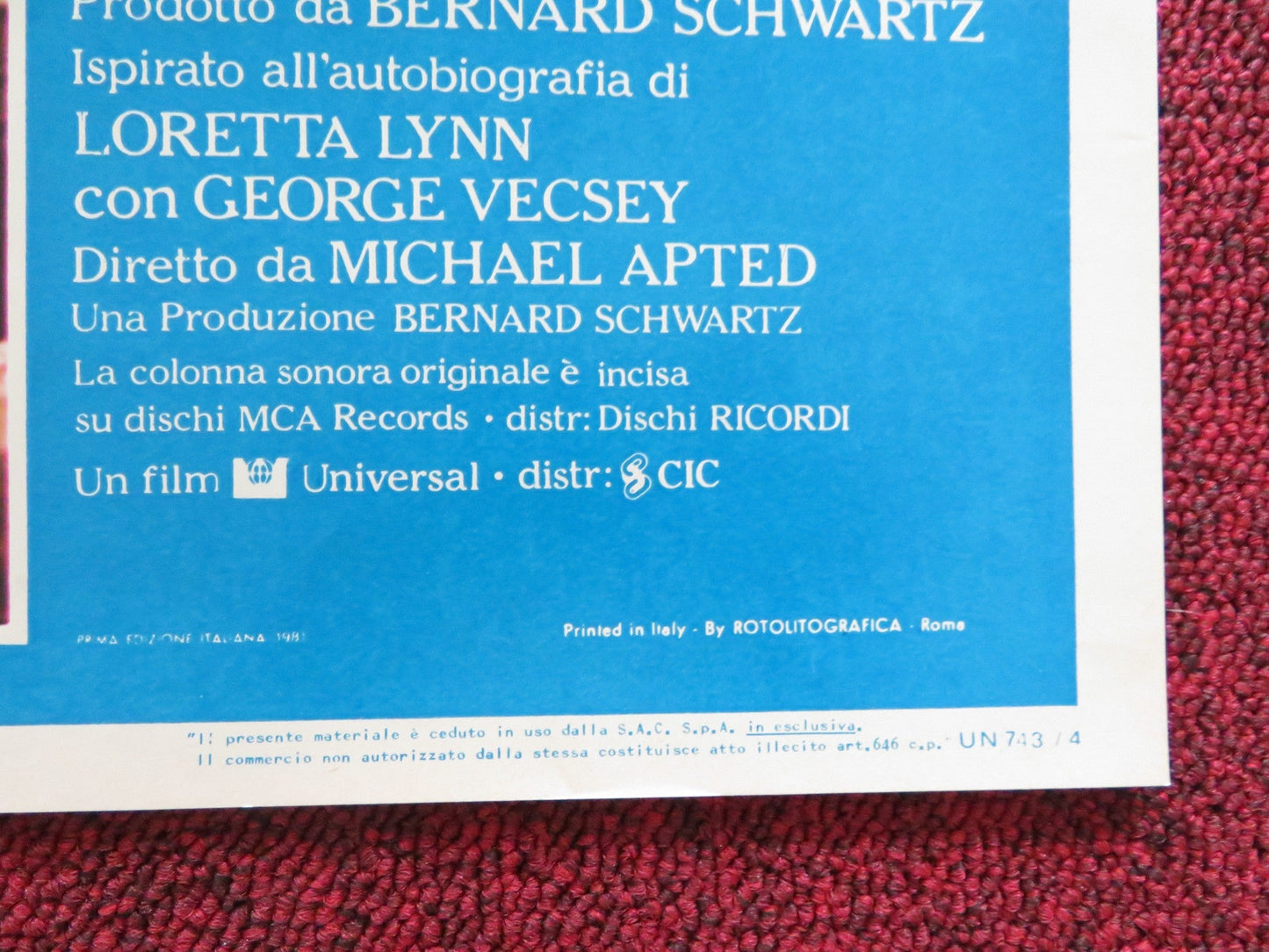 COAL MINER'S DAUGHTER - E ITALIAN FOTOBUSTA POSTER SISSY SPACEK LEE JONES 1980 Rendezvous Cinema Movie posters