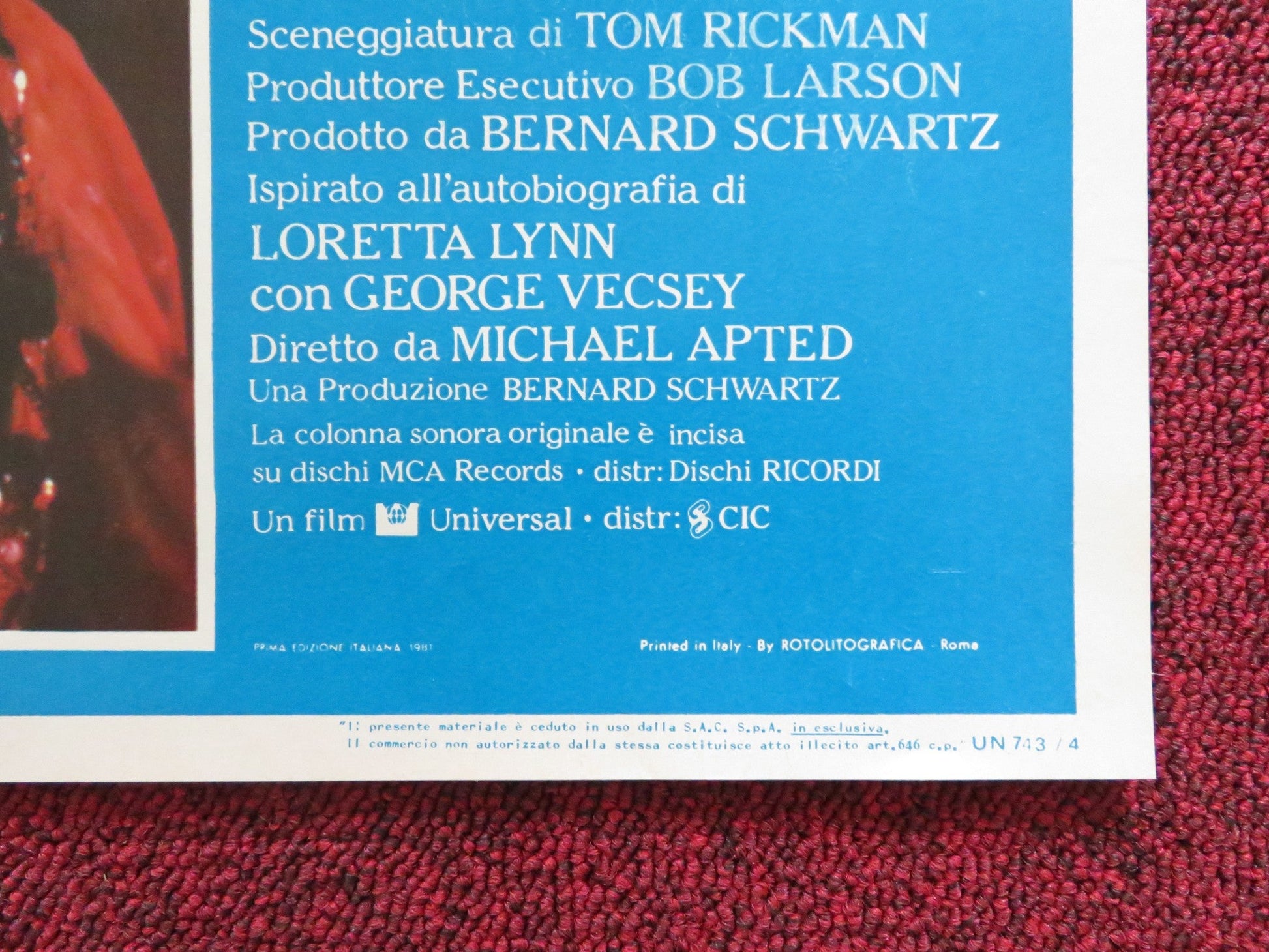 COAL MINER'S DAUGHTER - G ITALIAN FOTOBUSTA POSTER SISSY SPACEK LEE JONES 1980 Rendezvous Cinema Movie posters