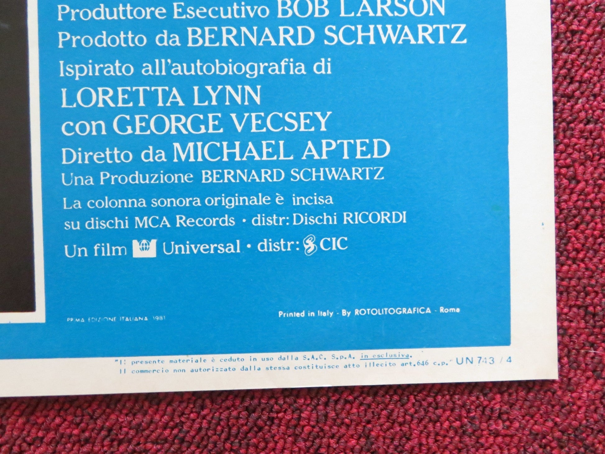 COAL MINER'S DAUGHTER - H ITALIAN FOTOBUSTA POSTER SISSY SPACEK LEE JONES 1980 Rendezvous Cinema Movie posters