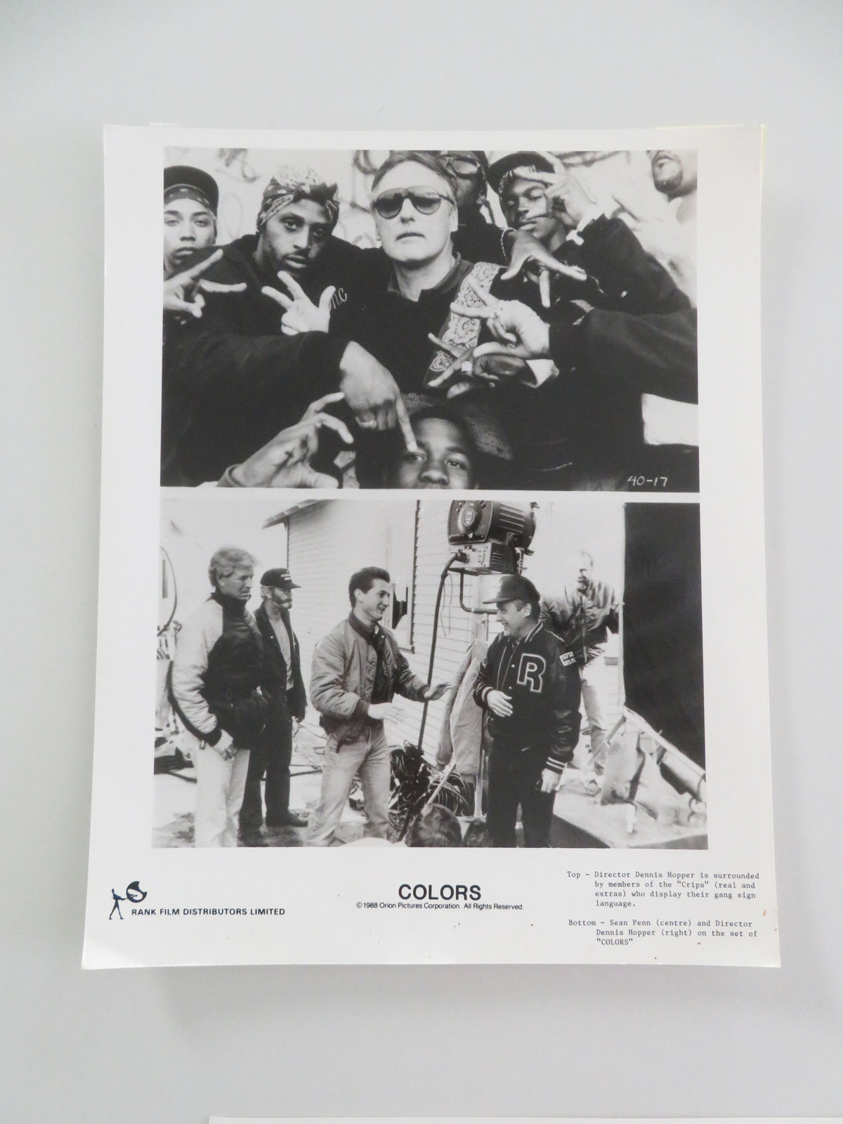 Colors - A Movie Still Photo Lot Of 7 Sean Penn, Robert Duvall 1988 Movie posters