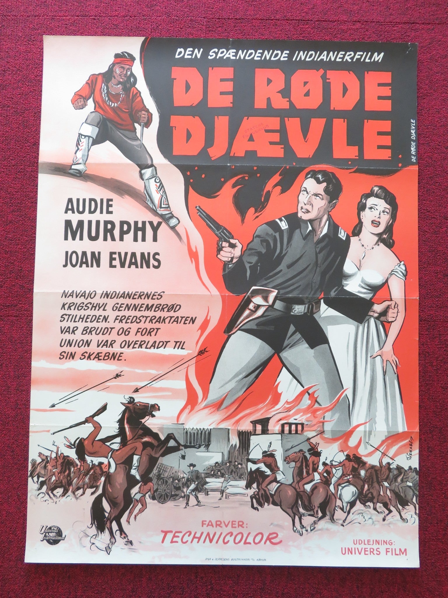 COLUMN SOUTH DANISH POSTER ROLLED AUDIE MURPHY JOAN EVANS 1960 Rendezvous Cinema Movie posters