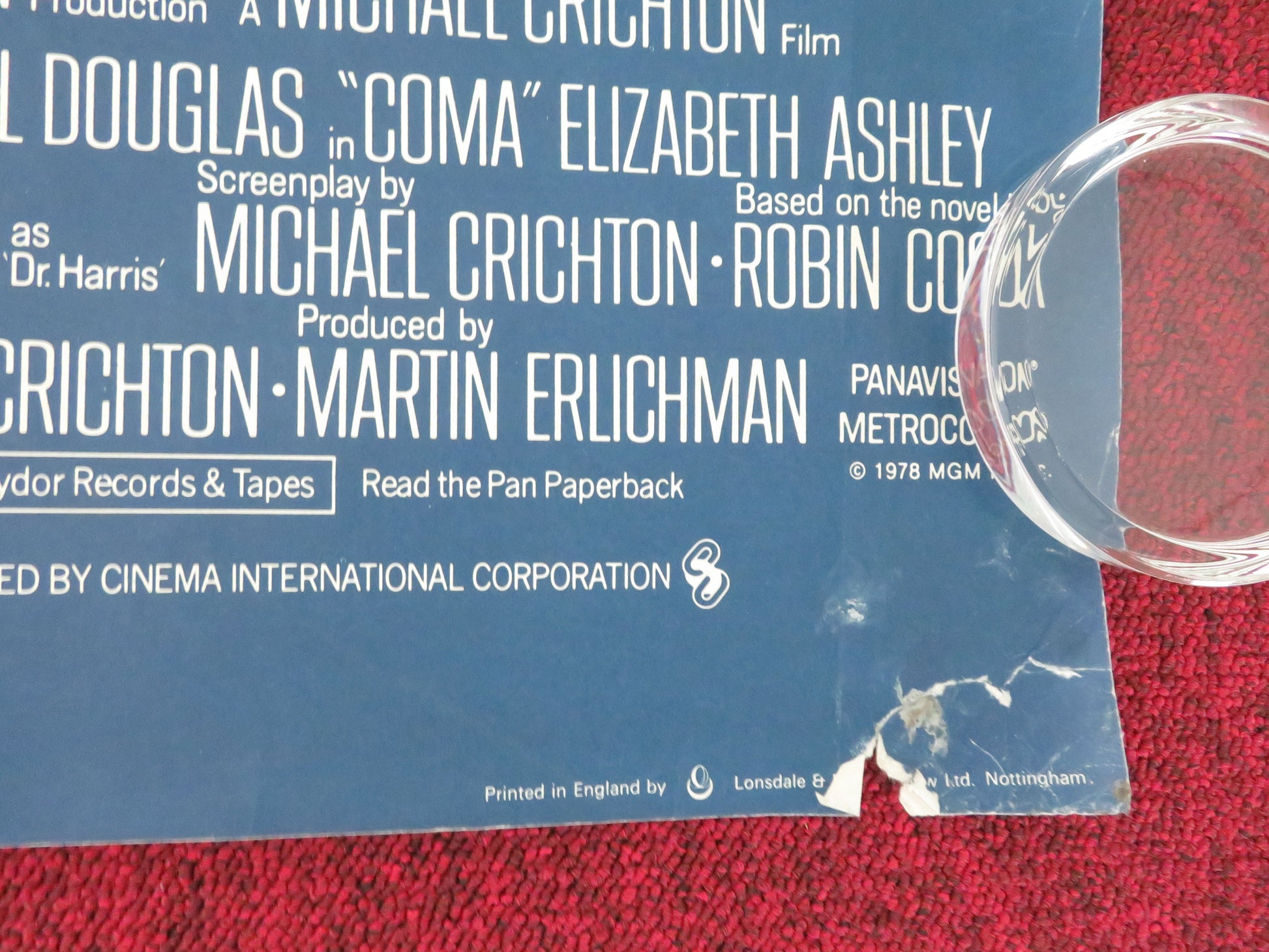 Coma UK Quad Rolled Poster Michael Douglas Genevieve Bujold 1978 Movie posters