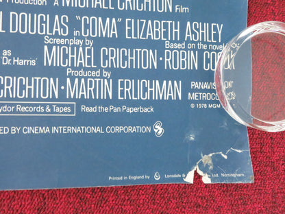 Coma UK Quad Rolled Poster Michael Douglas Genevieve Bujold 1978 Movie posters