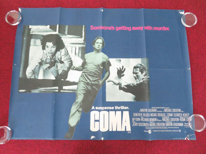 Coma UK Quad Rolled Poster Michael Douglas Genevieve Bujold 1978 Movie posters