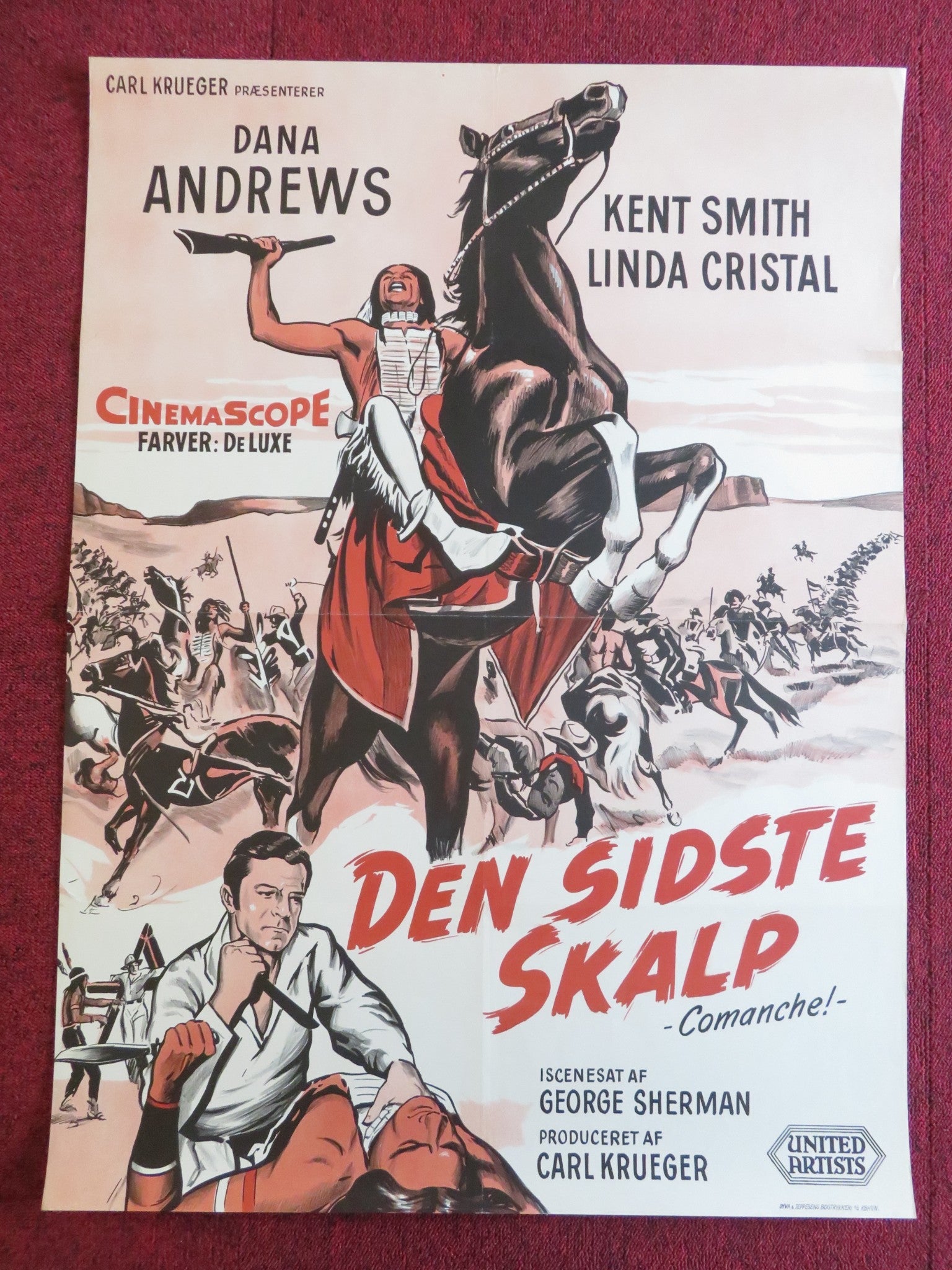 COMANCHE! DANISH POSTER ROLLED DANA ANDREWS KENT SMITH 1959 Rendezvous Cinema Movie posters