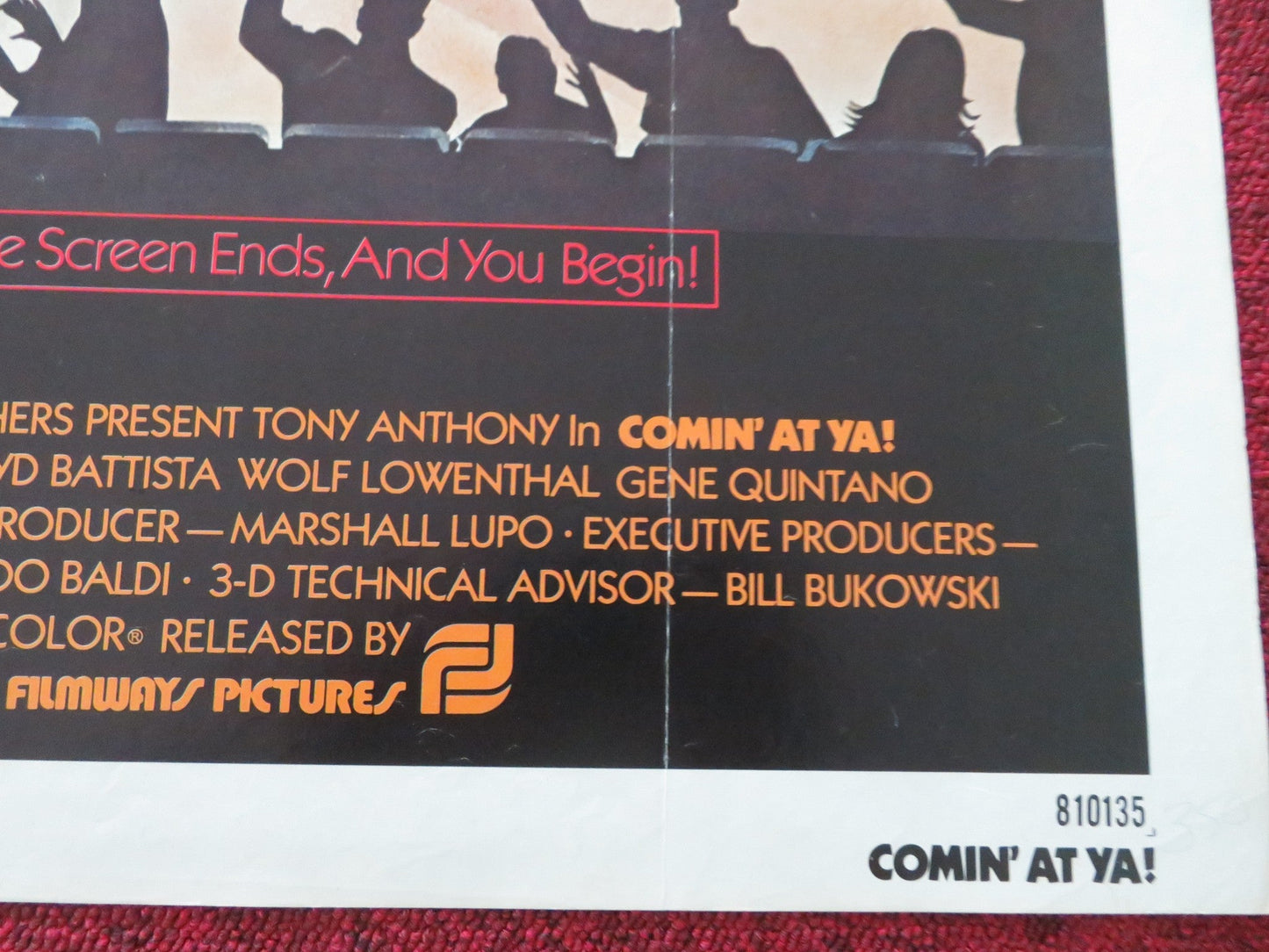 COMIN' AT YA! FOLDED US ONE SHEET POSTER TONY ANTHONY GENE QUINTANO 1981 Movie posters