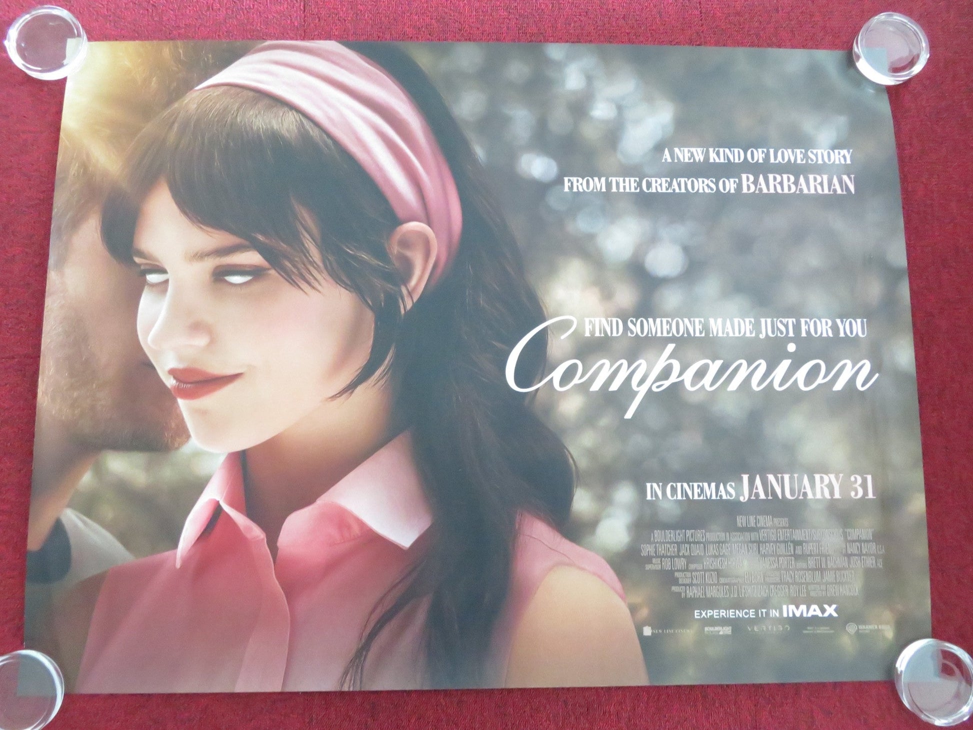 COMPANION UK QUAD ROLLED POSTER SOPHIE THATCHER JACK QUAID 2025 Movie posters