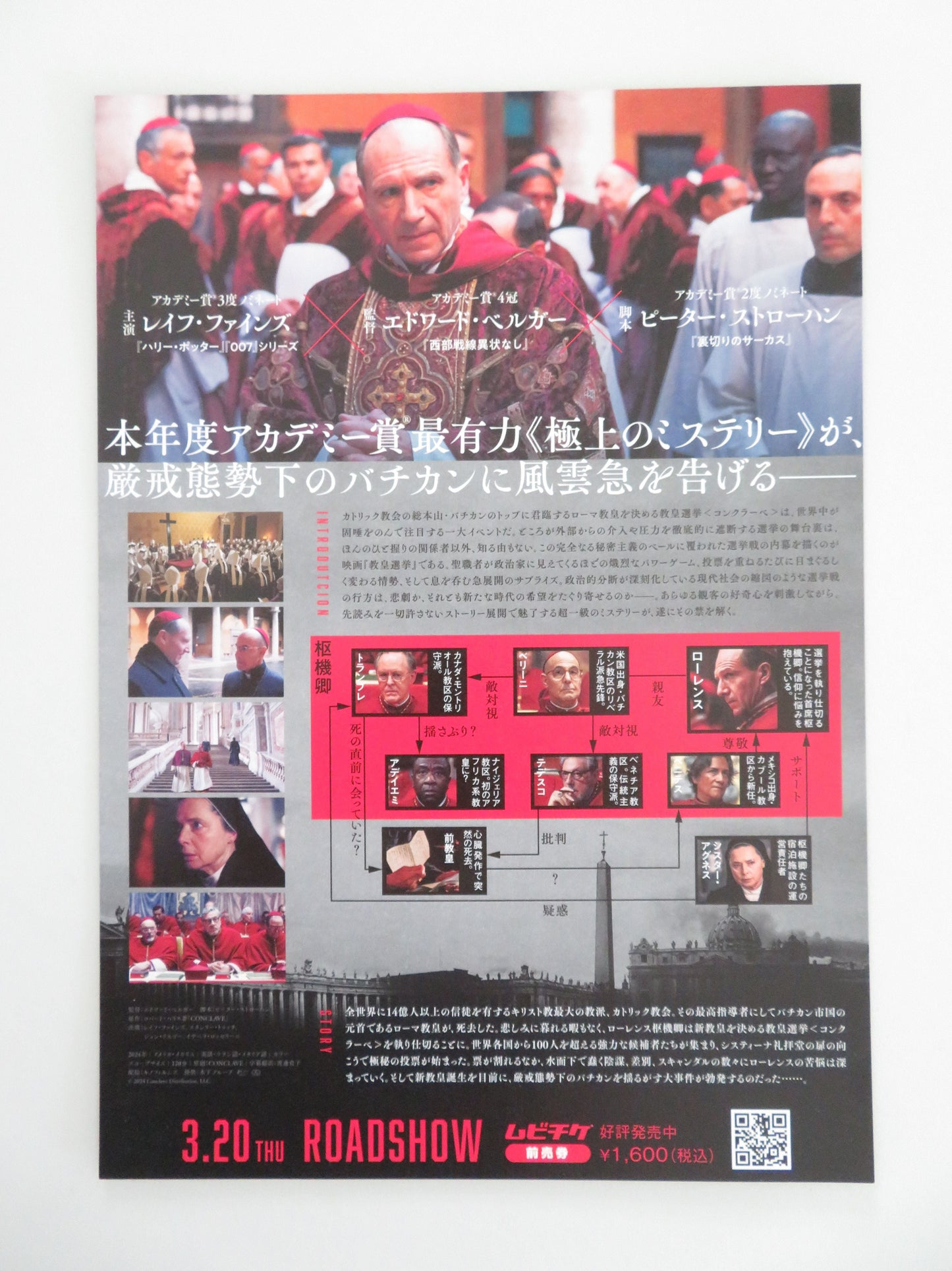 Conclave - A Japanese Chirashi (B5) Poster Ralph Fiennes John Lithgow 2024 Movie posters