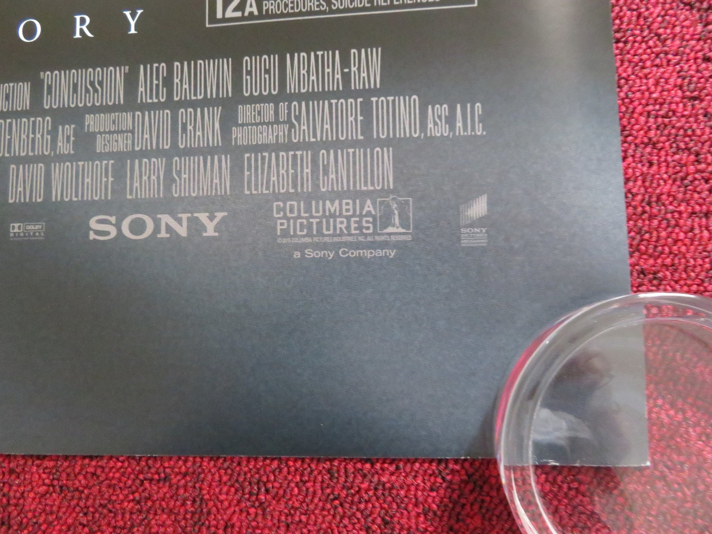 CONCUSSION UK QUAD ROLLED POSTER WILL SMITH ALEC BALDWIN 2015 Rendezvous Cinema Movie posters