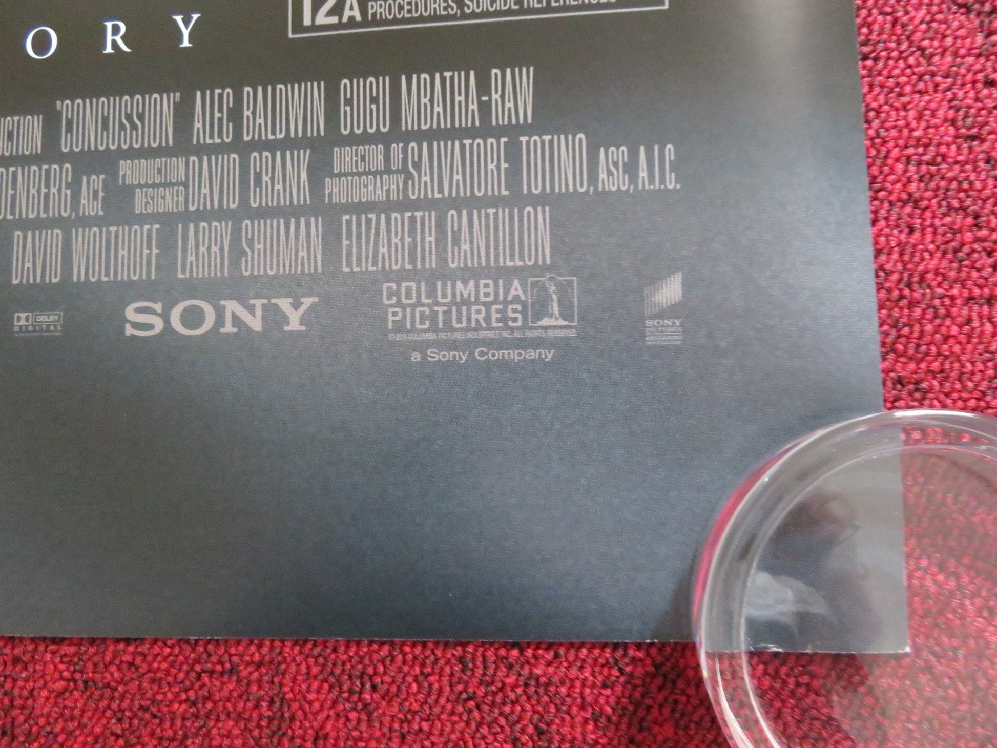 CONCUSSION UK QUAD ROLLED POSTER WILL SMITH ALEC BALDWIN 2015 Rendezvous Cinema Movie posters