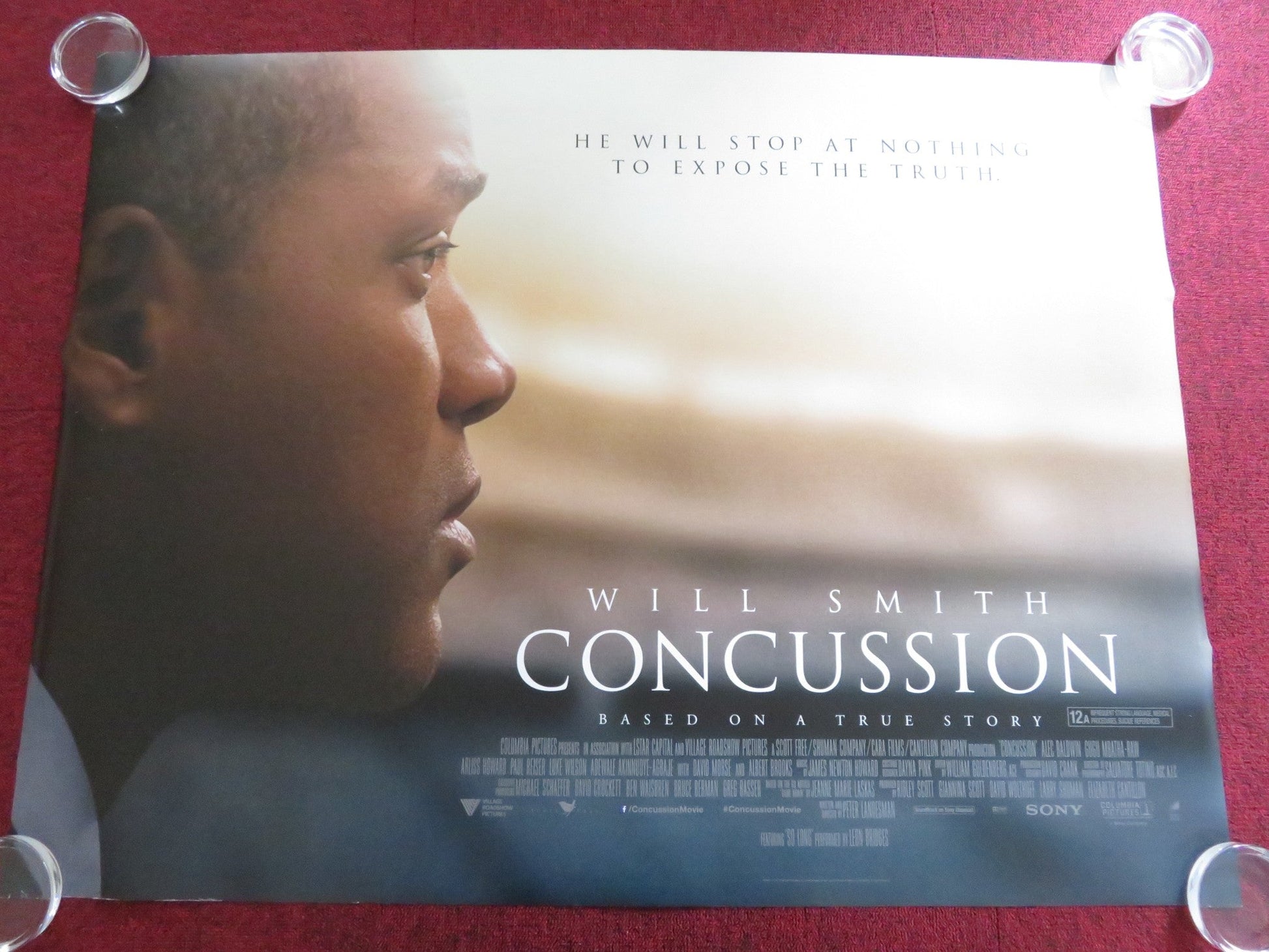CONCUSSION UK QUAD ROLLED POSTER WILL SMITH ALEC BALDWIN 2015 Rendezvous Cinema Movie posters