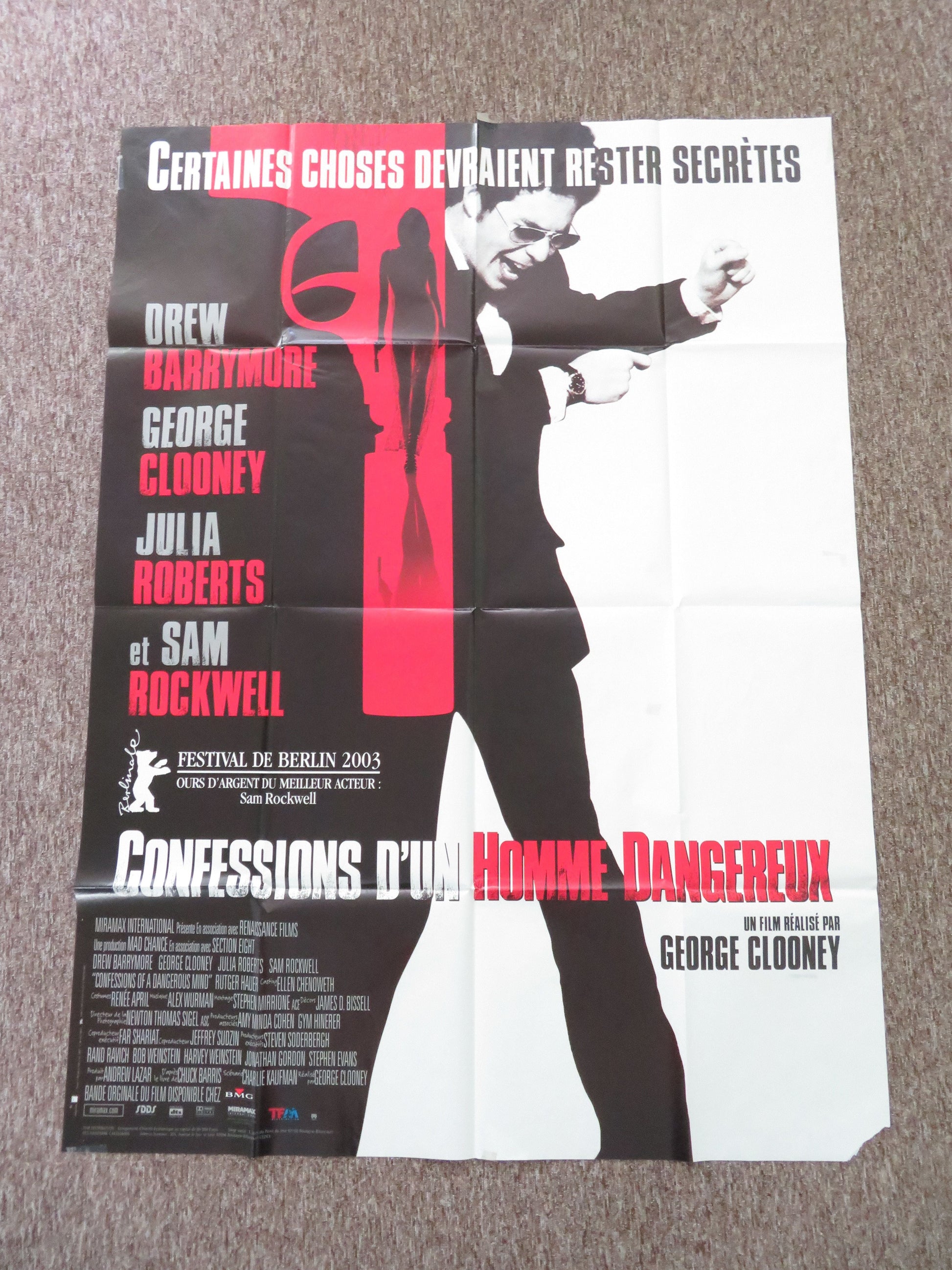 Confessions of a Dangerous Mind French Grande Poster Sam Rockwell 2002 Movie posters