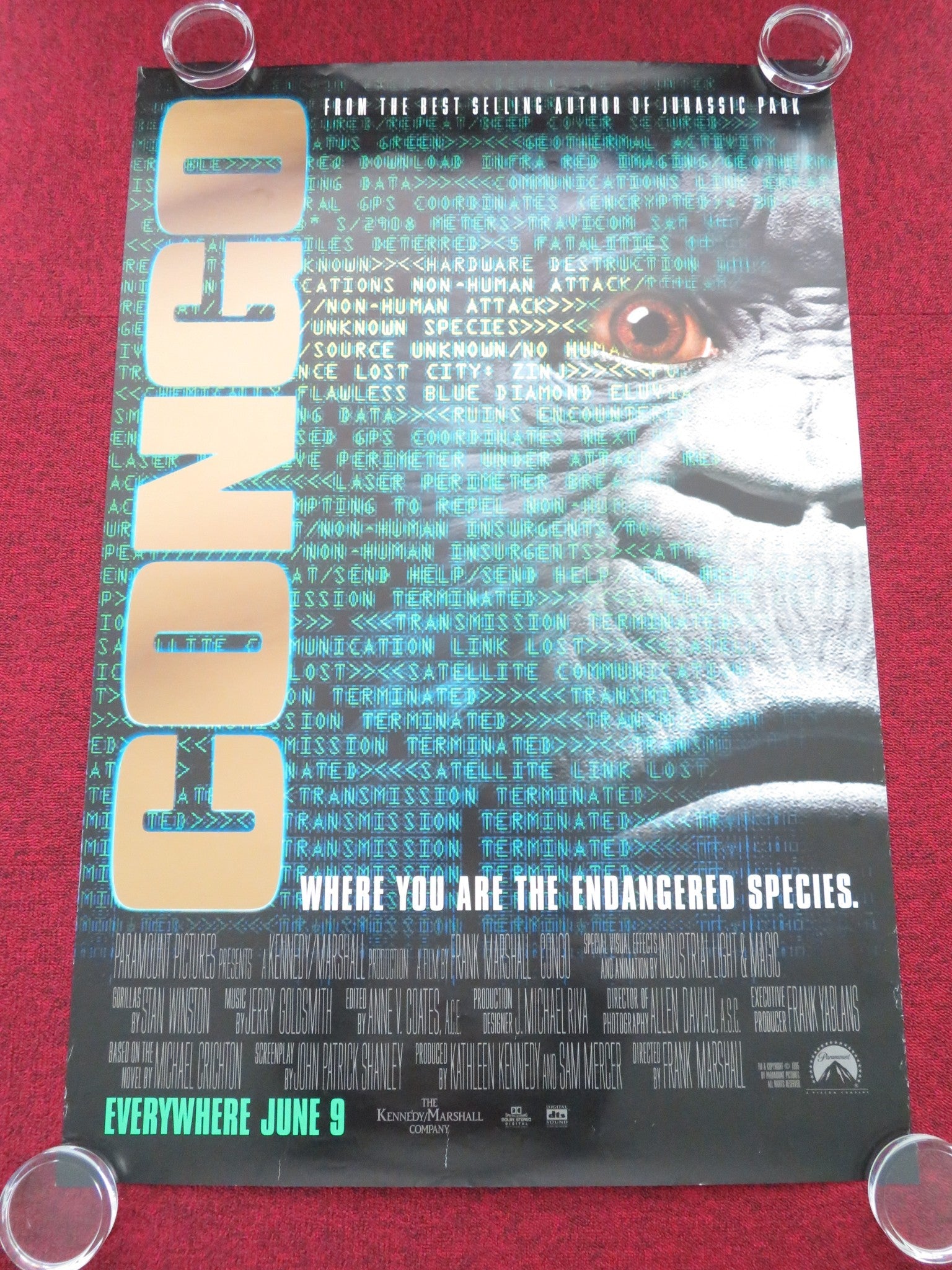 Congo US One Sheet Rolled Poster Laura Linney Tim Curry Dylan Walsh 1995 Movie posters