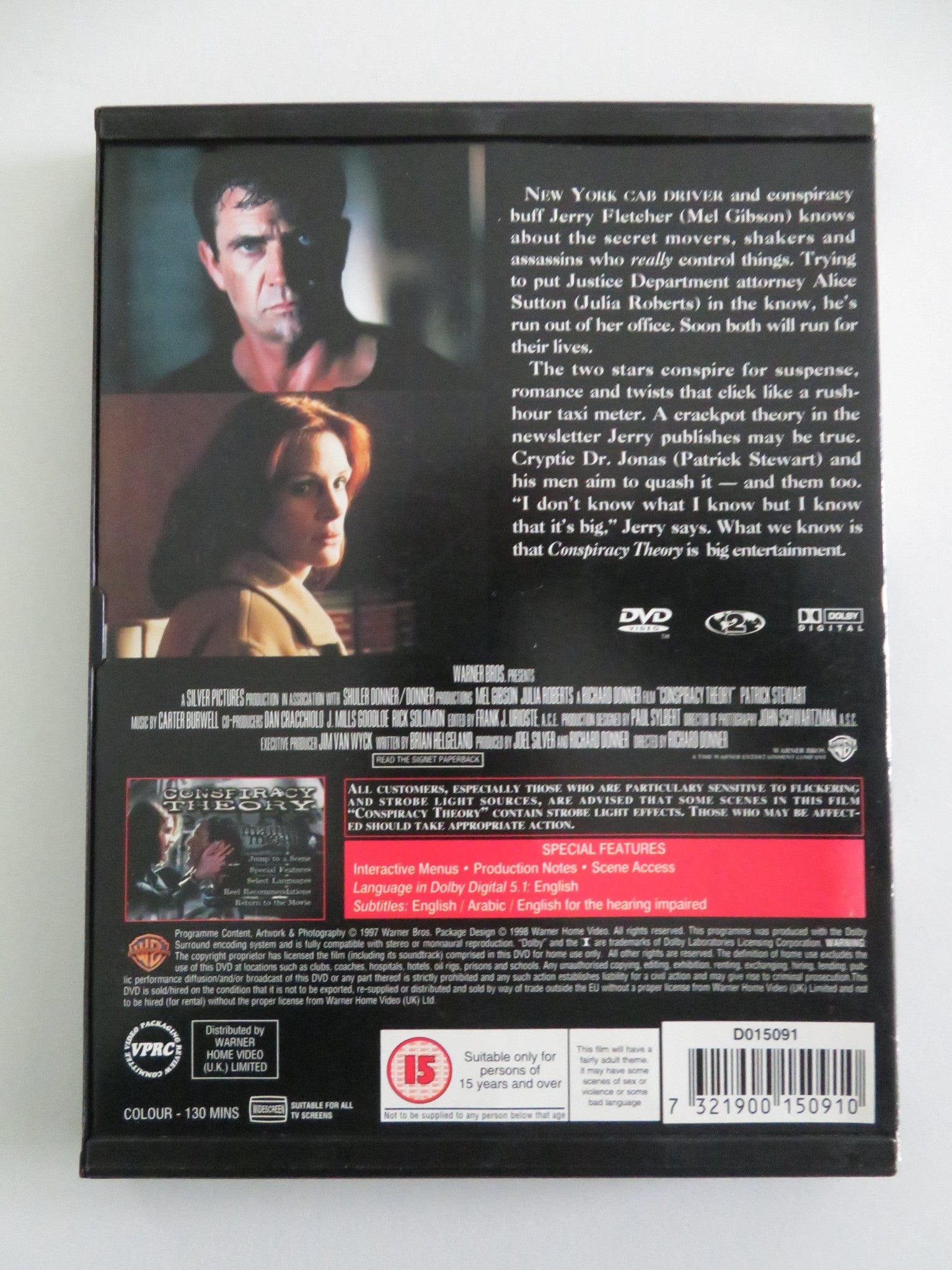 Conspiracy Theory (DVD) Mel Gibson Julia Roberts 1997 Region 2 Movie posters