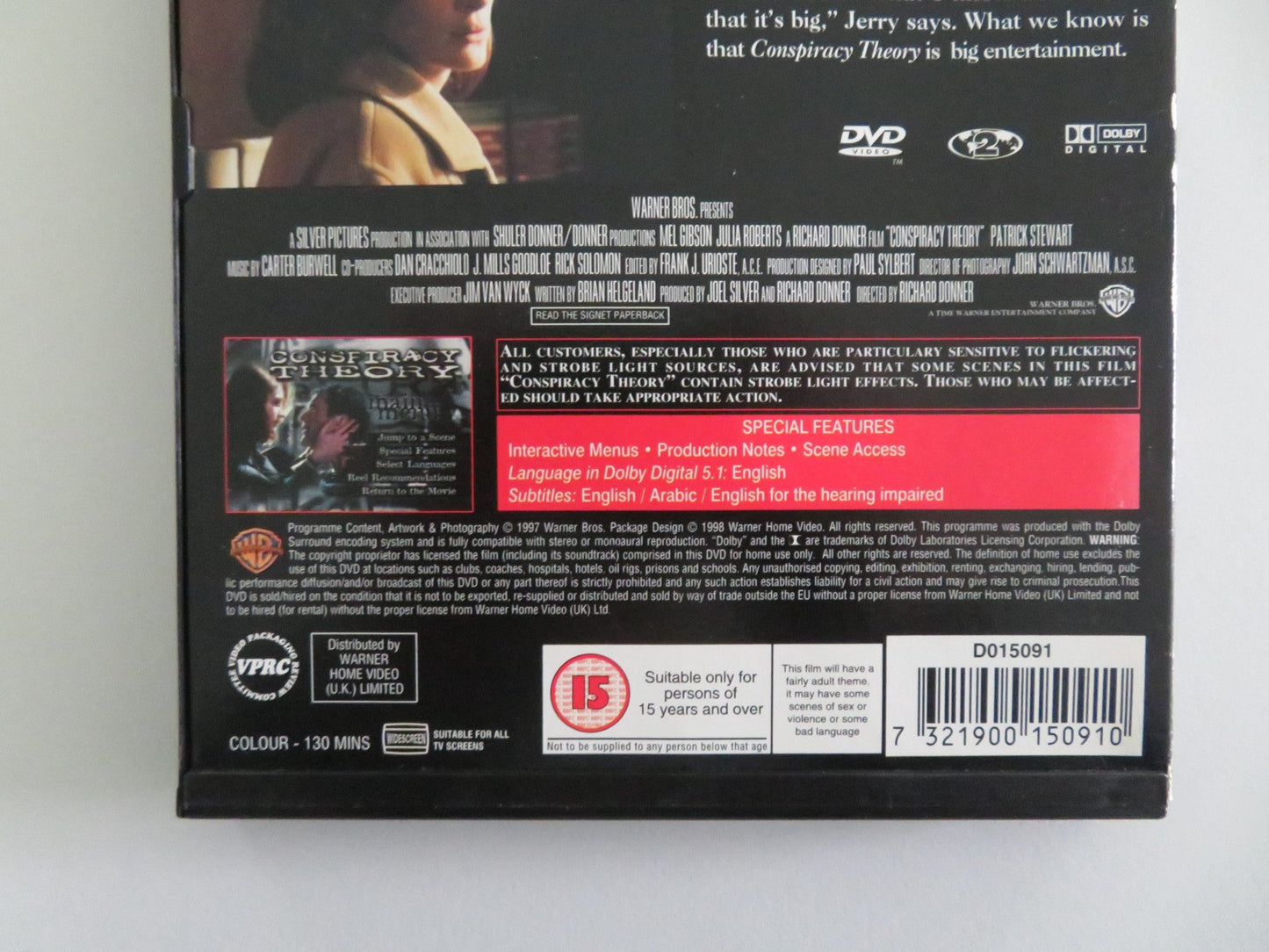 Conspiracy Theory (DVD) Mel Gibson Julia Roberts 1997 Region 2 Movie posters