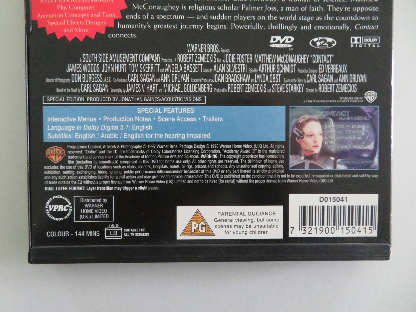 Contact - Special Edition (DVD) Jodie Foster Matthew McConaughey 1997 Region 2 Movie posters