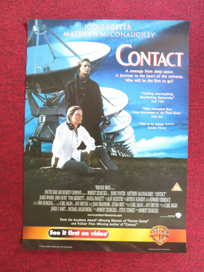 CONTACT VHS VIDEO POSTER JODIE FOSTER MATTHEW MCCONAUGHEY 1998 Rendezvous Cinema Movie posters