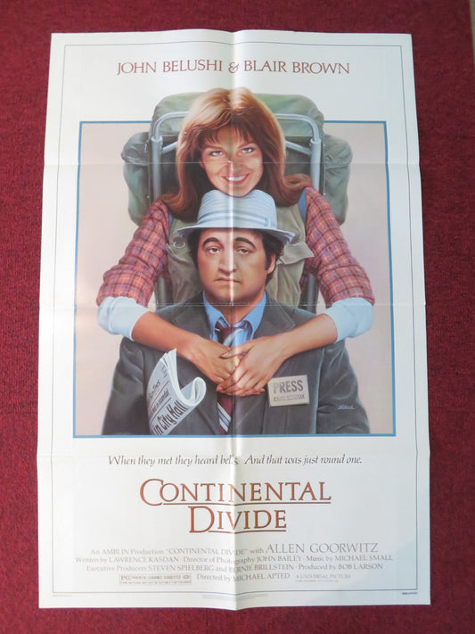 CONTINENTAL DIVIDE FOLDED US ONE SHEET POSTER JOHN BELUSHI BLAIR BROWN 1981 Rendezvous Cinema Movie posters