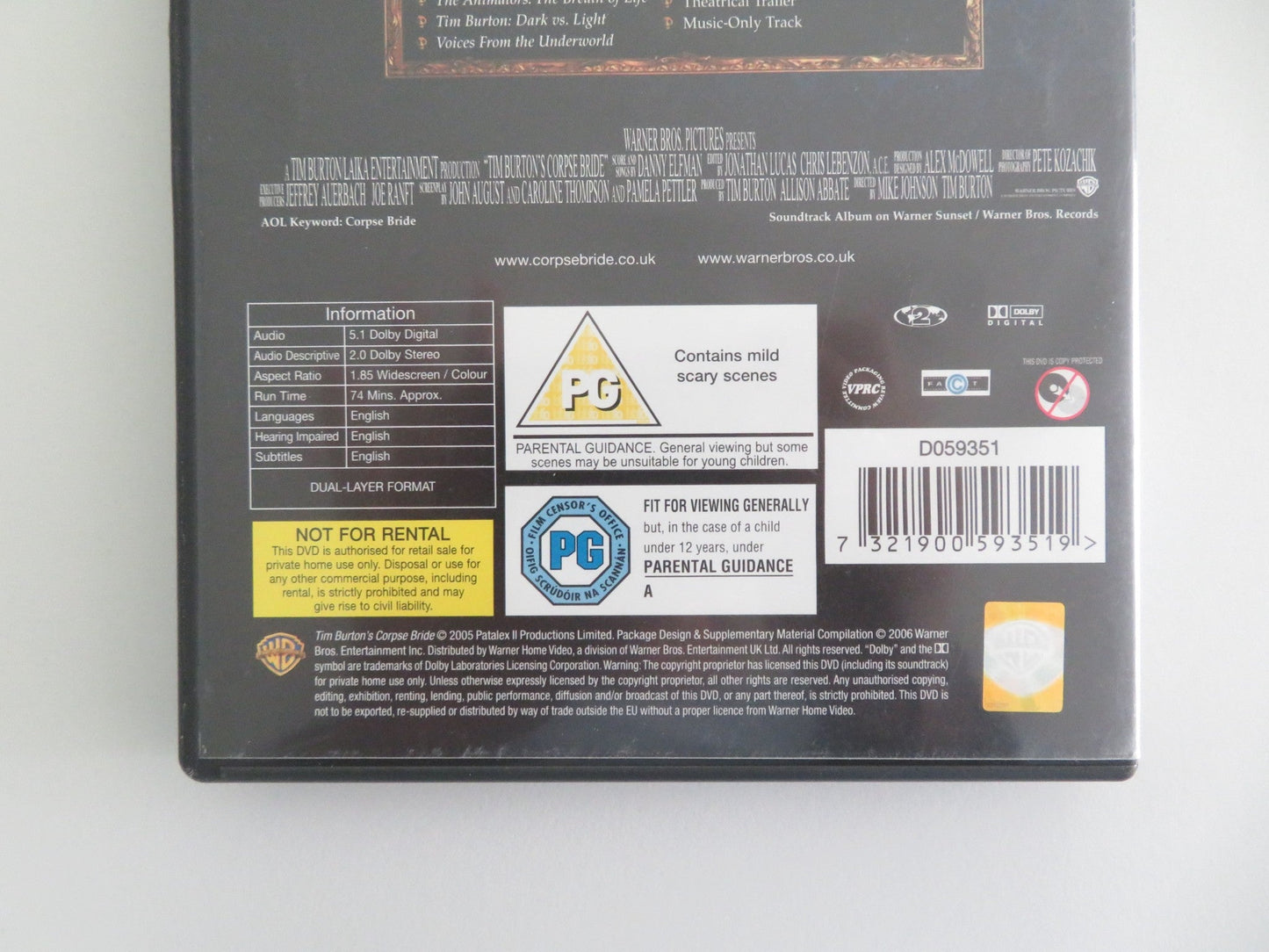 CORPSE BRIDE (DVD) JOHNNY DEPP HELENA BONHAM CARTER 2005 REGION 2 Movie posters