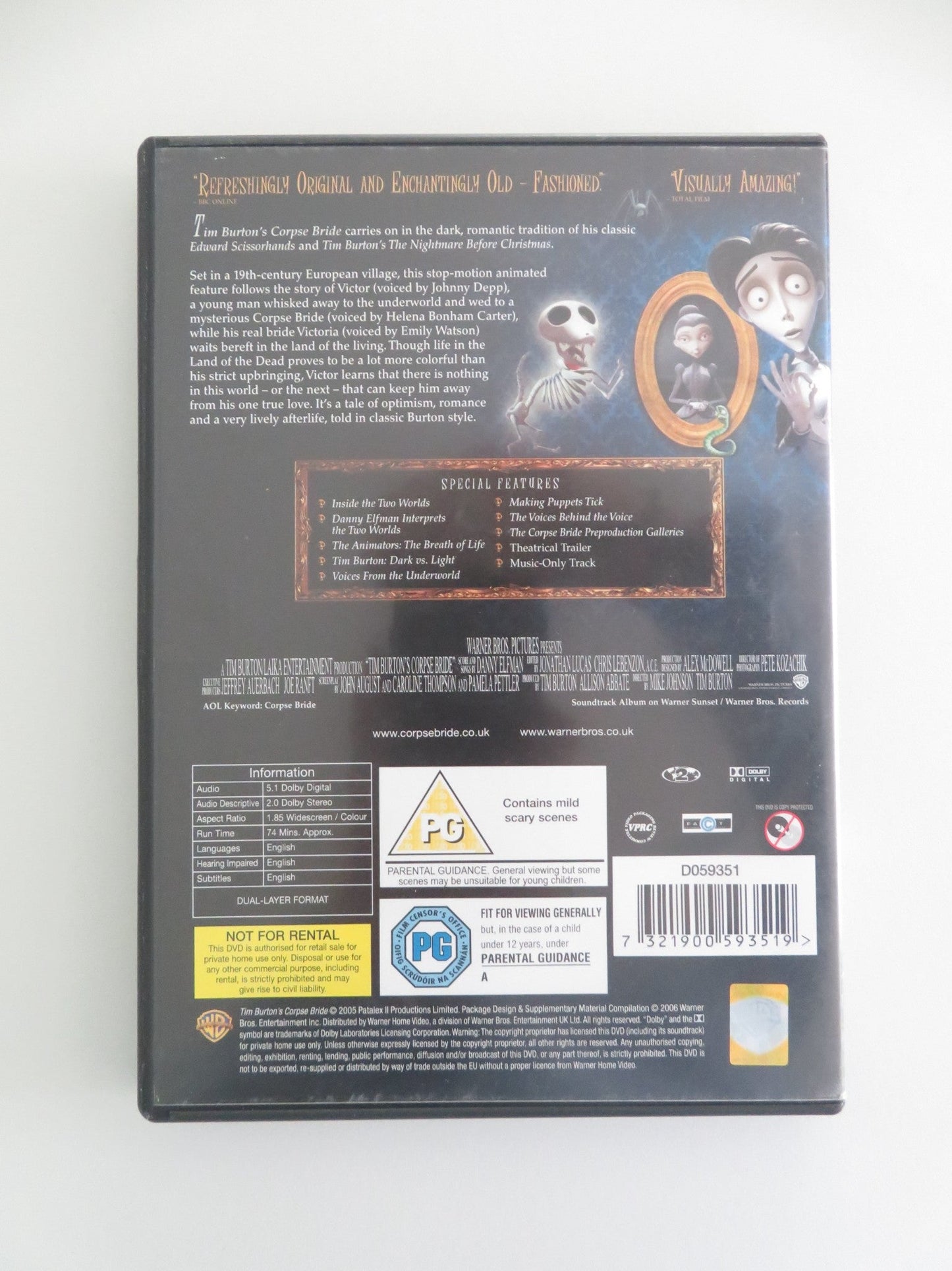 CORPSE BRIDE (DVD) JOHNNY DEPP HELENA BONHAM CARTER 2005 REGION 2 Movie posters
