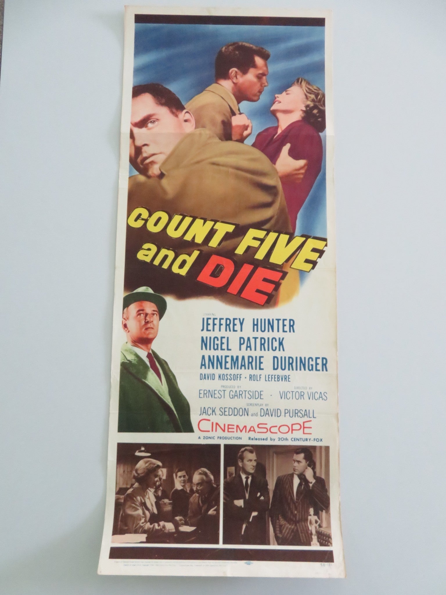 Count Five and Die US Insert Poster Jeffrey Hunter Nigel Patrick 1958 Movie posters