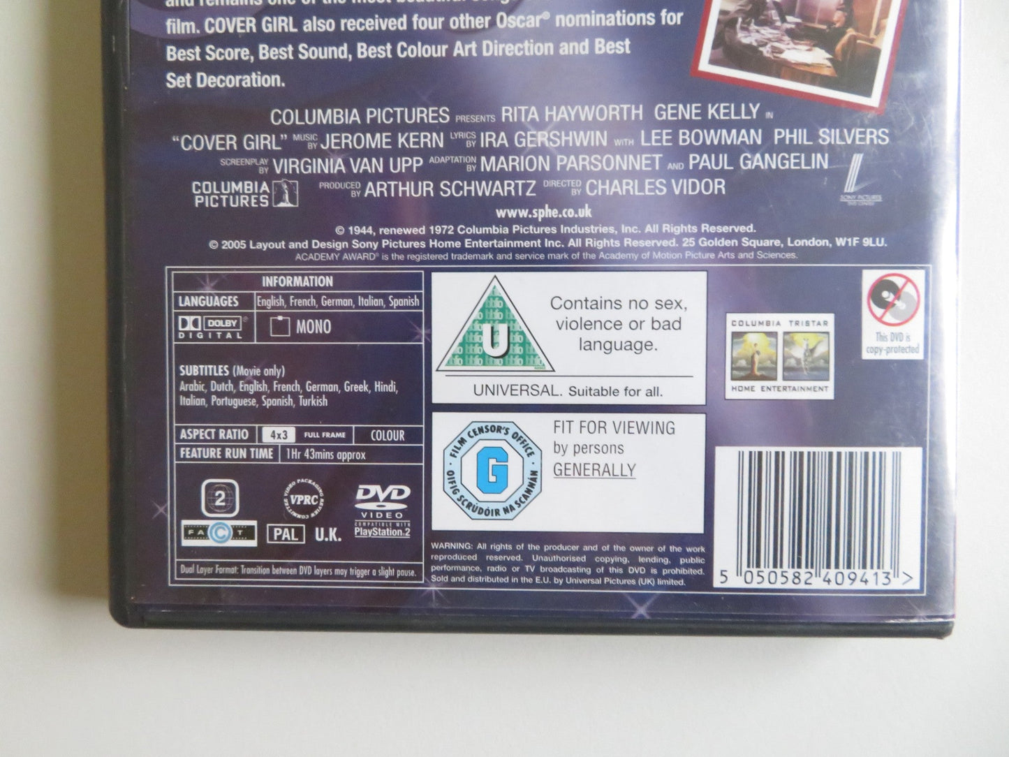 COVER GIRL (DVD) RITA HAYWORTH GENE KELLY 1944 REGION 2 Movie posters