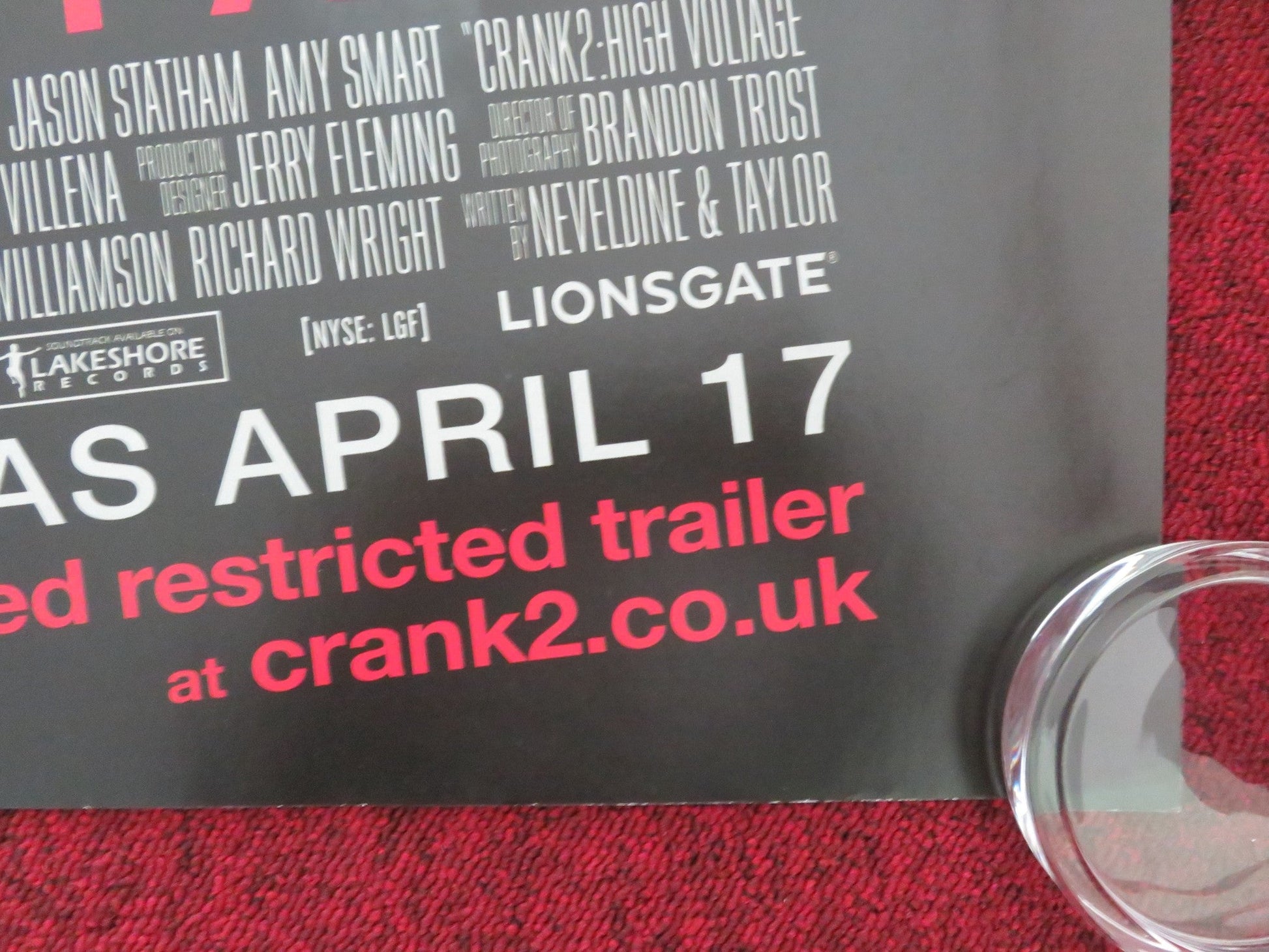 CRANK 2: HIGH VOLTAGE UK QUAD ROLLED POSTER JASON STATHAM AMY SMART 2009 Movie posters