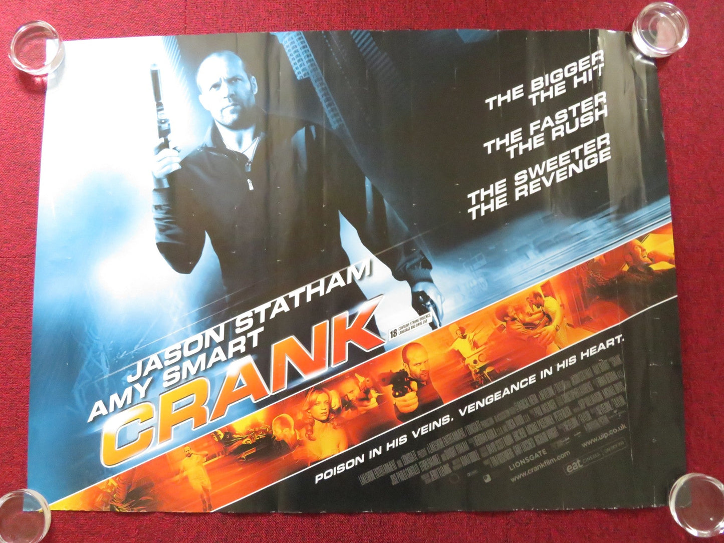 CRANK UK QUAD ROLLED POSTER JASON STATHAM AMY SMART 2006 Rendezvous Cinema Movie posters