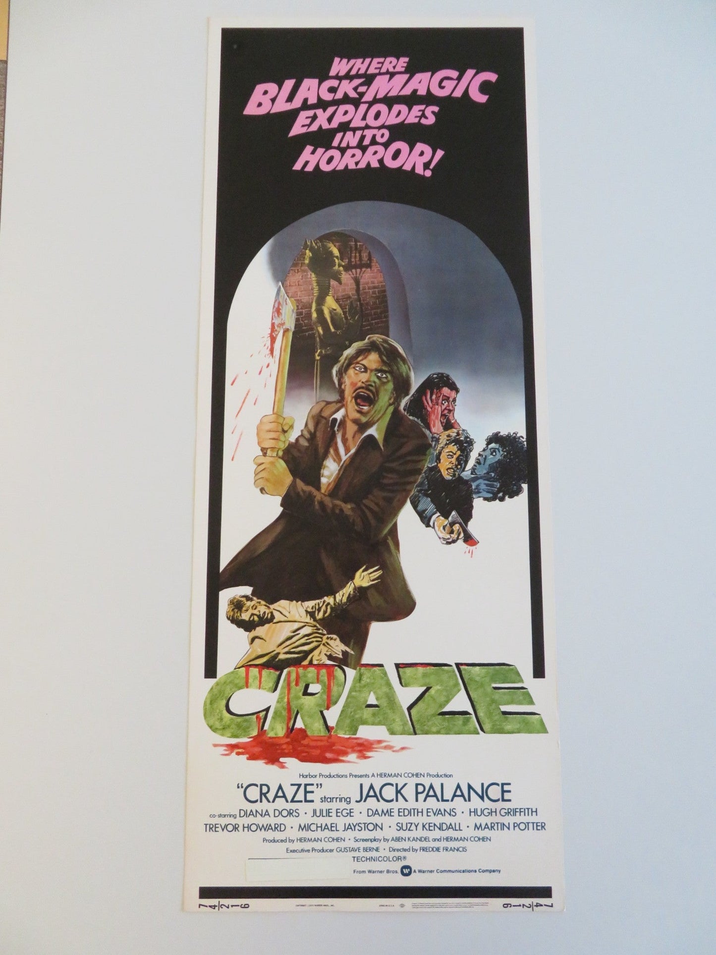 CRAZE US INSERT POSTER JACK PALANCE DIANA DORS 1974 Rendezvous Cinema Movie posters