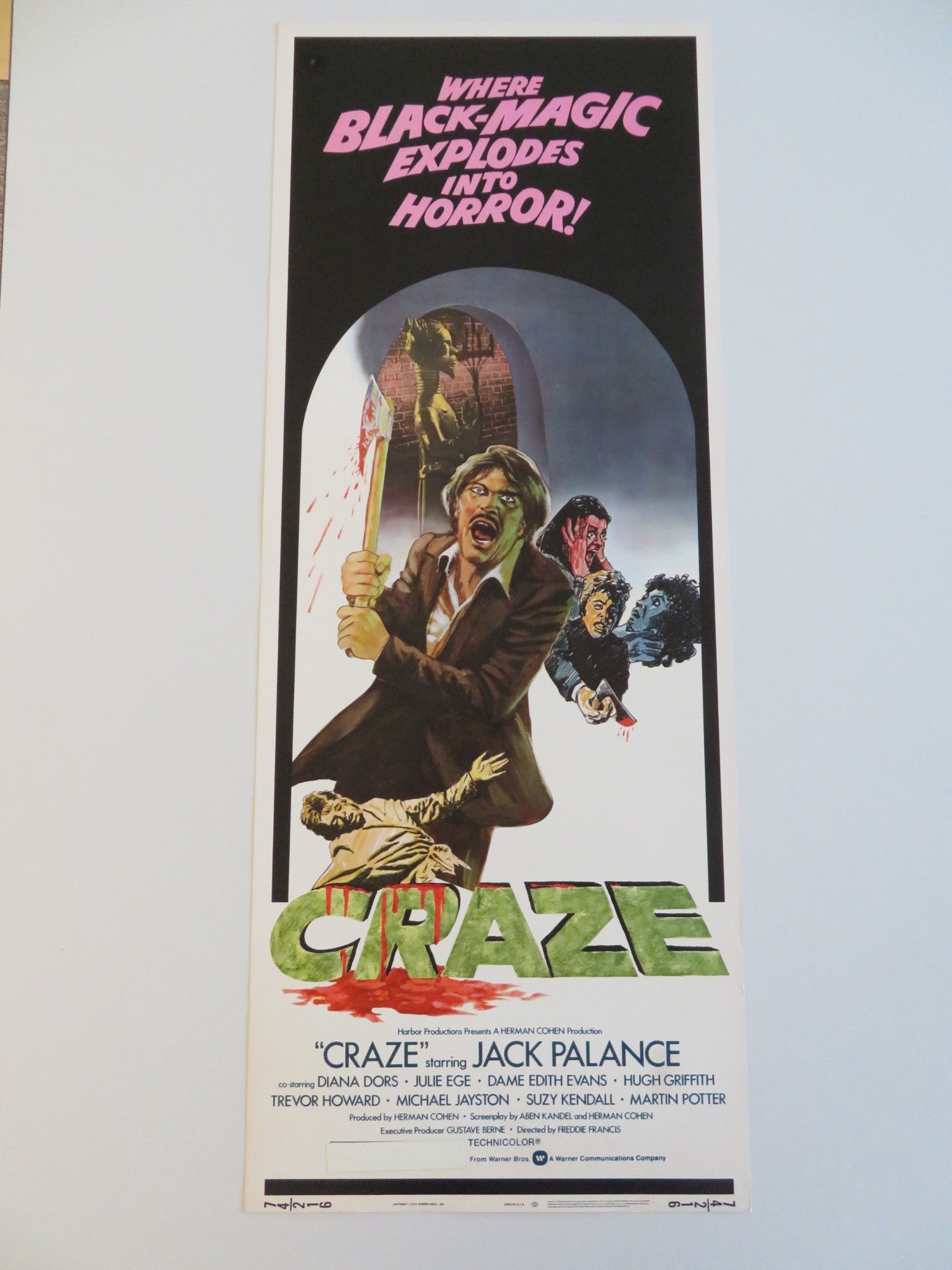 CRAZE US INSERT POSTER JACK PALANCE DIANA DORS 1974 Rendezvous Cinema Movie posters