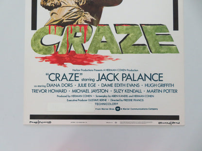 Craze US Insert Poster Jack Palance Diana Dors 1974 Movie posters