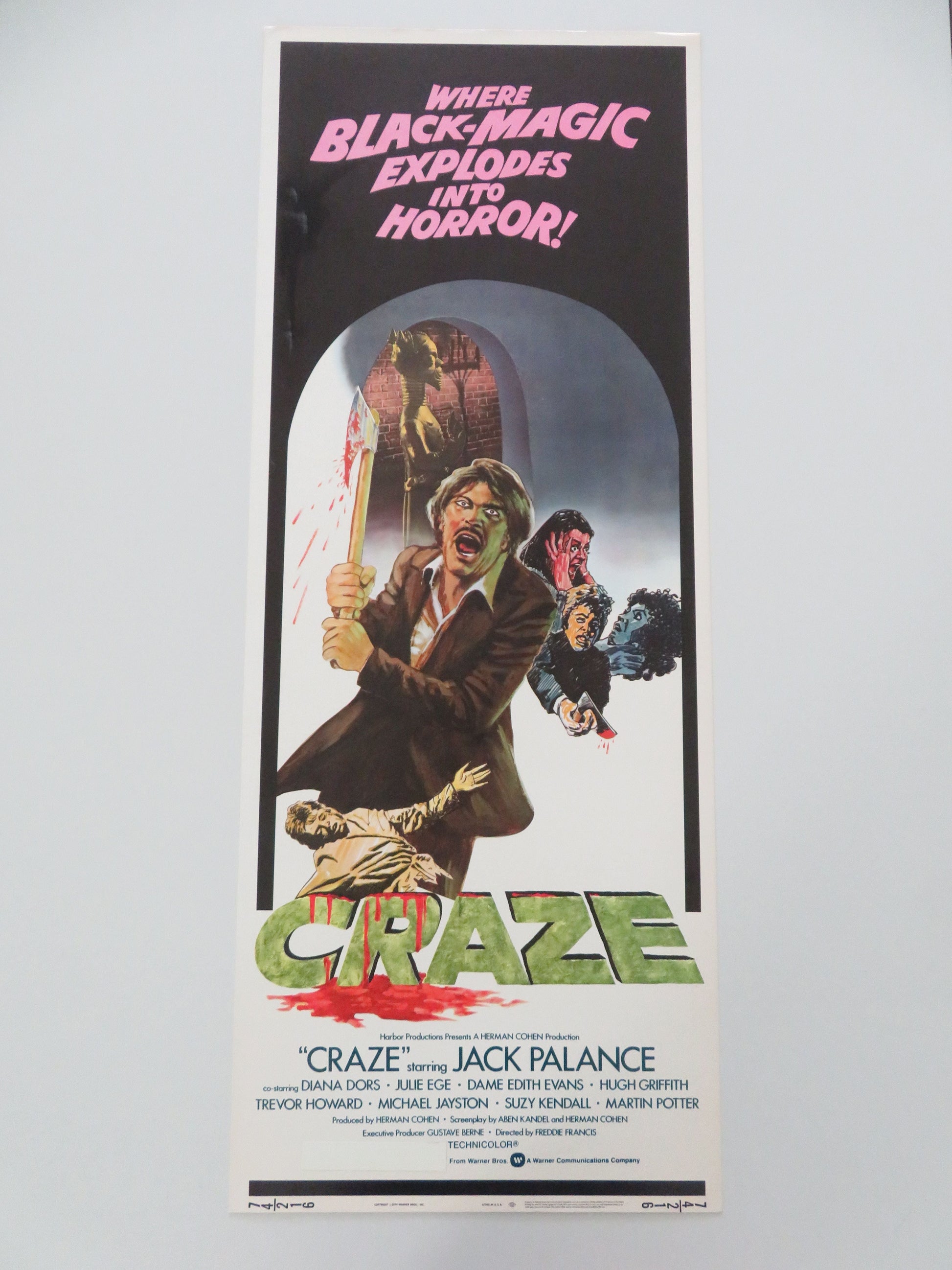 Craze US Insert Poster Jack Palance Diana Dors 1974 Movie posters