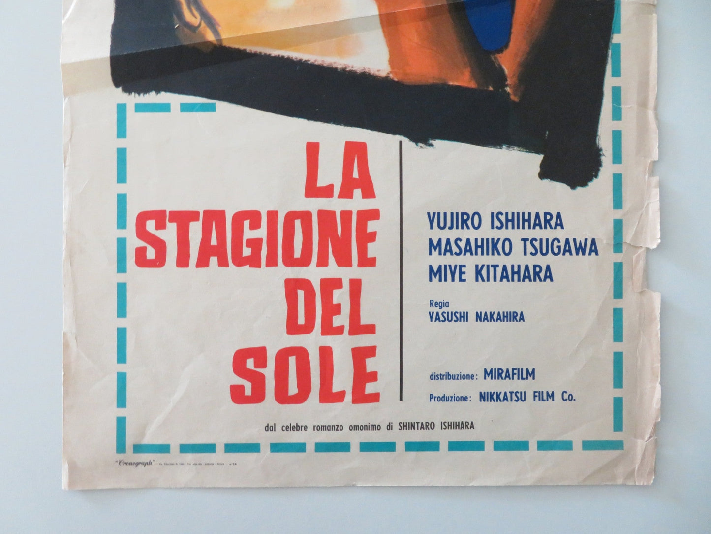 CRAZED FRUIT ITALIAN LOCANDINA POSTER YUJIRO ISHIHARA MASAHIKO TSUGAWA 1959 Movie posters