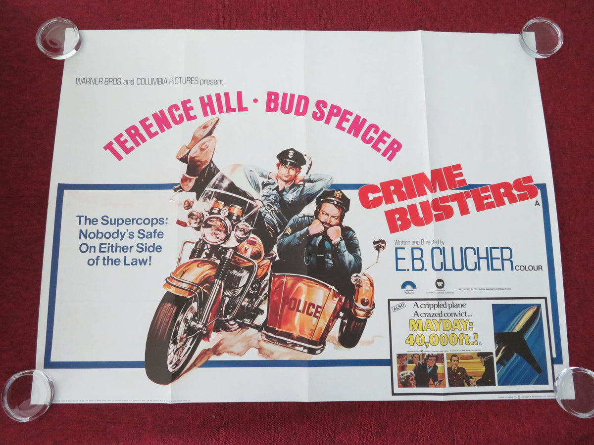 Crime Busters + Mayday ay 40,000 Feet! UK Quad Rolled Poster Bud Spencer 1977 Movie posters
